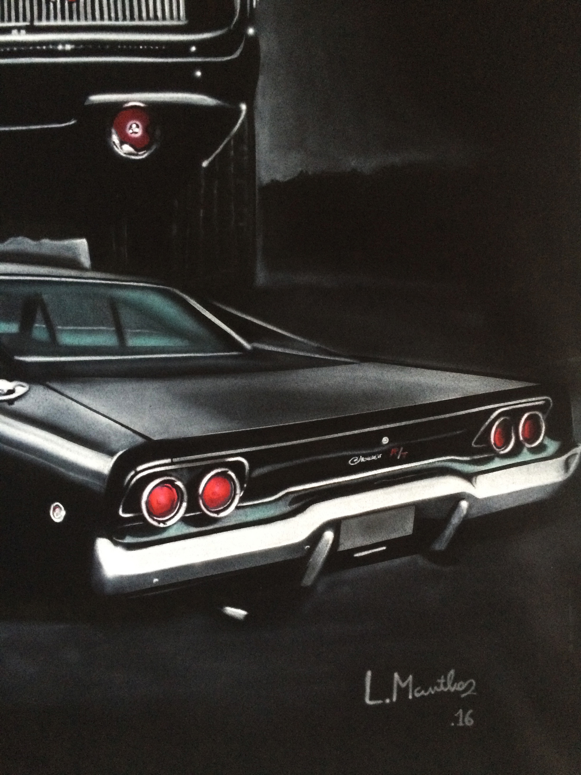 Dodge Charger R/T (airbrush on black T-shirt)