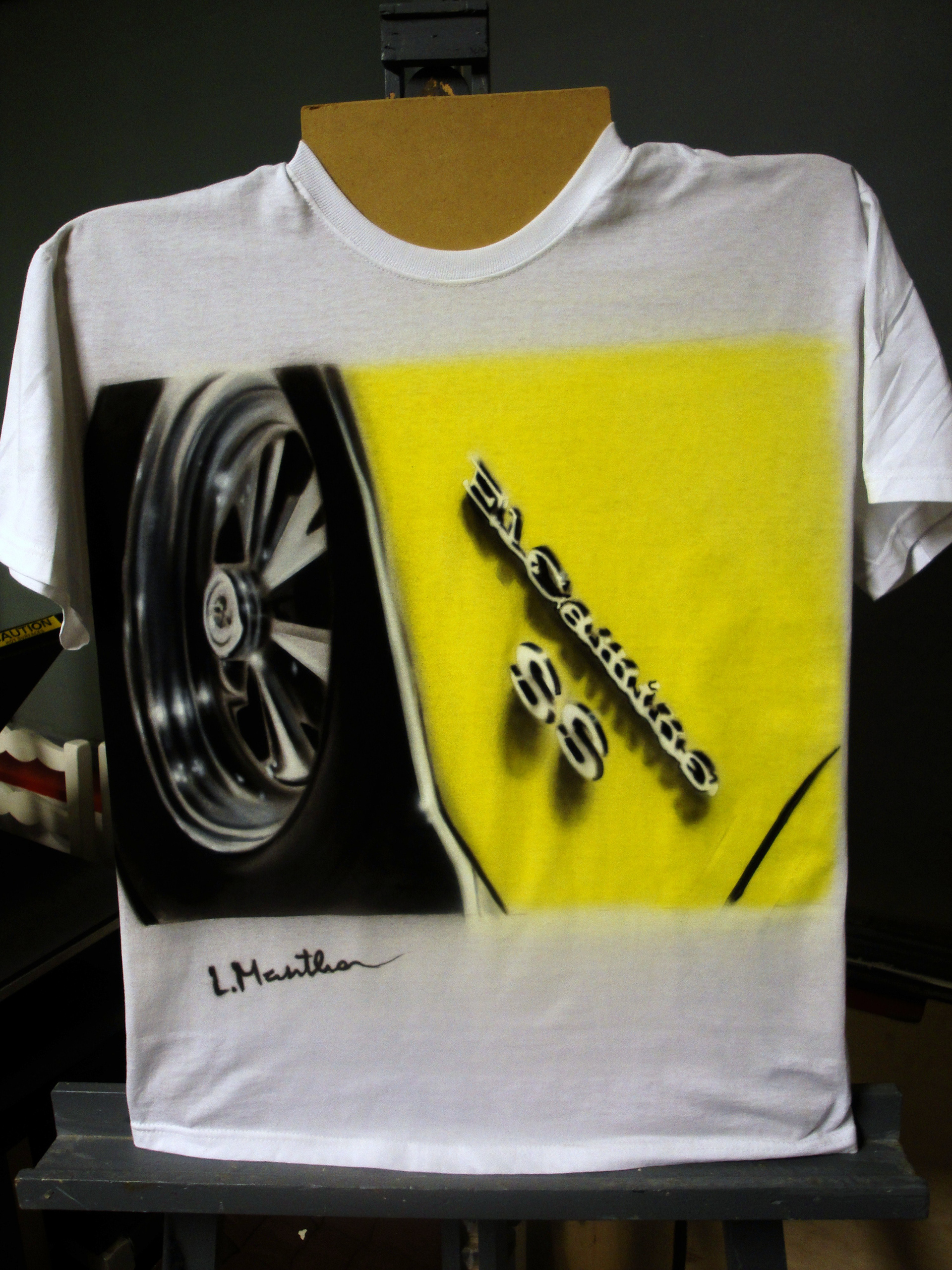 EL Camino (airbrush on white t-shirt)