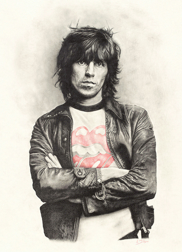 Keith Richards / Happy (Graphite On Board)