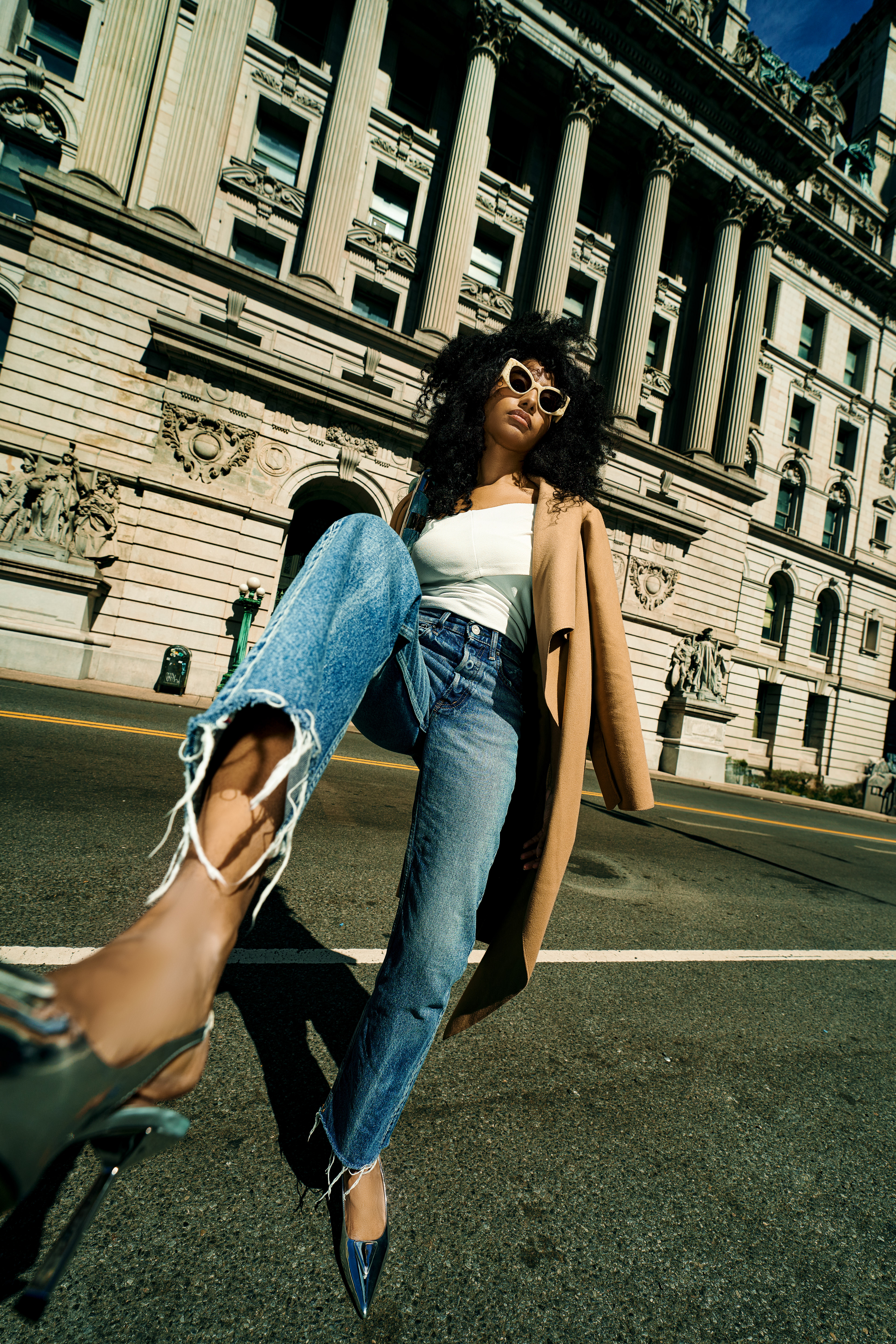 Street photoshoot with model in New york city