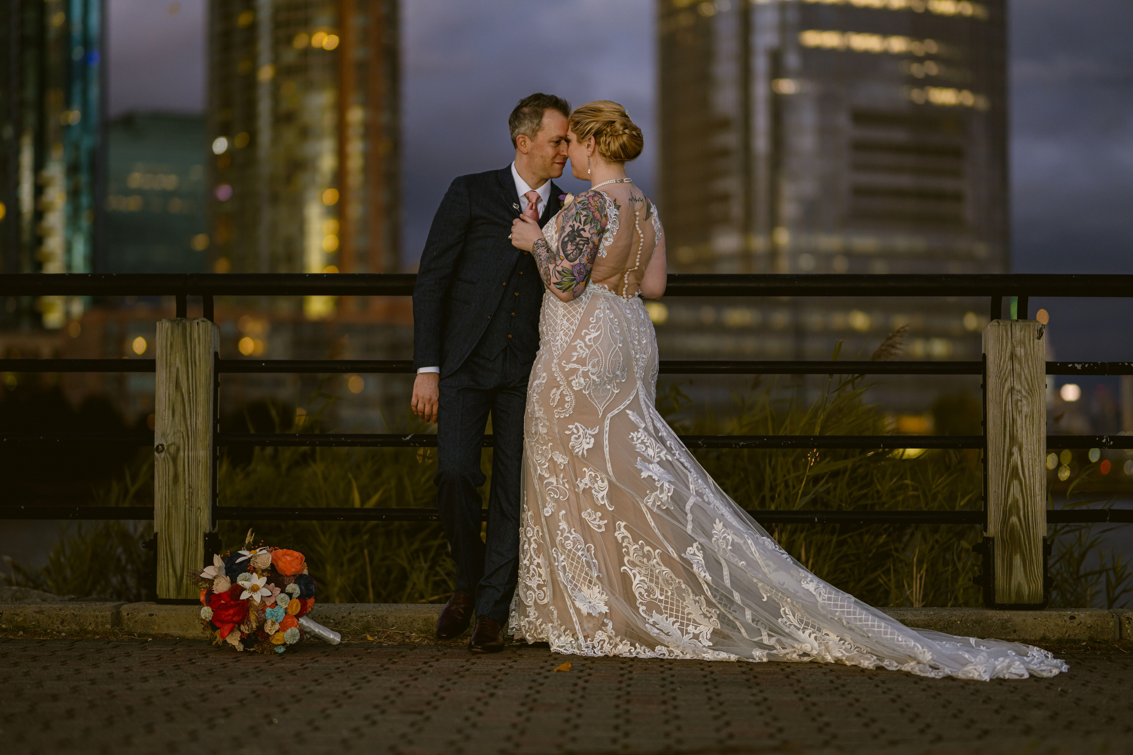 couple night  photos  by Leonard okpor at the wedding during the Cocktail hour