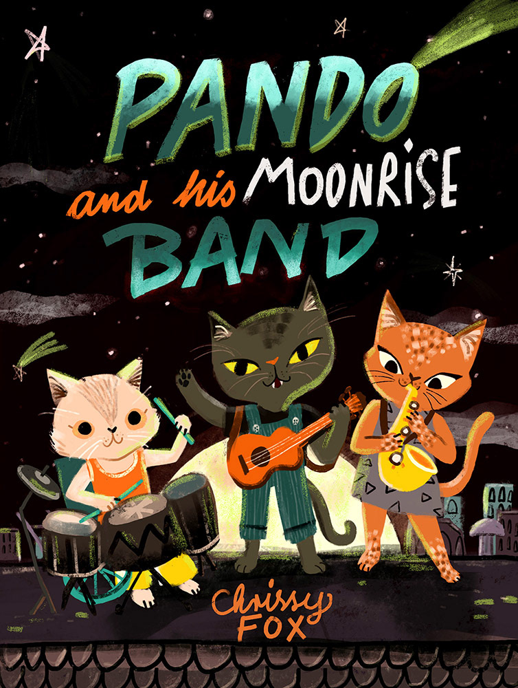 Pando and his Moonrise Band - MG cover art & lettering
