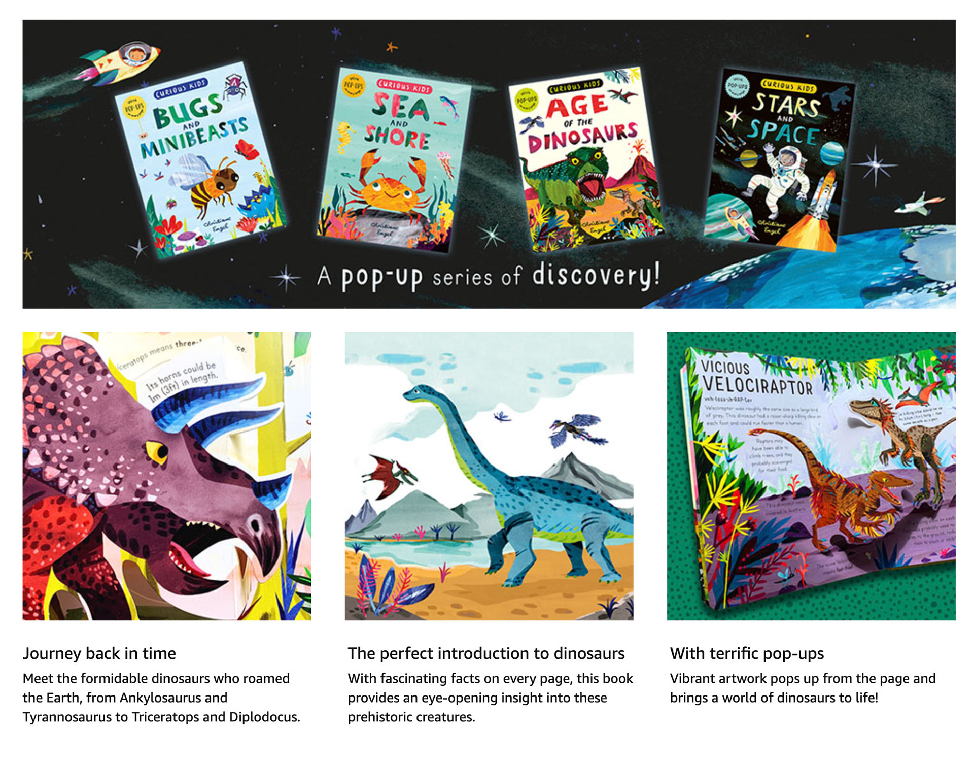 Bugs and Minibeasts / Sea and Shore / Age of the Dinosaurs / Stars and Space