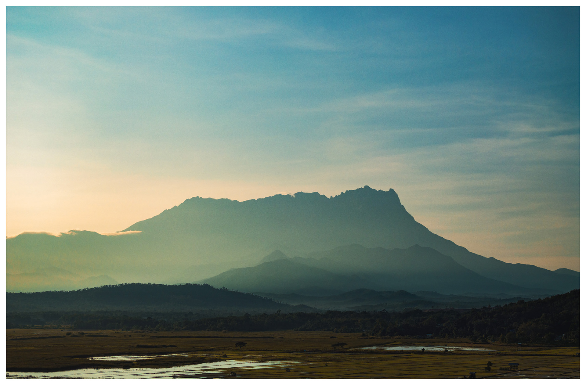 View of Mount Kinabalu at Kampung Sangkir, Kota Belud