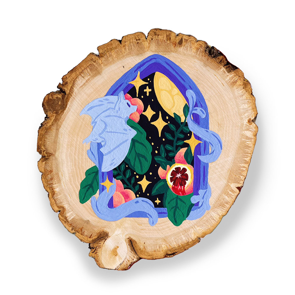 Blood Moon - Gouache on Wood - 3x3" inch - 2022