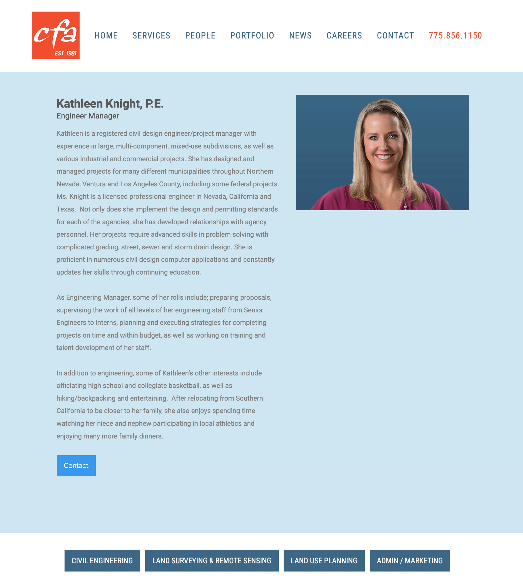 Team member bio page.