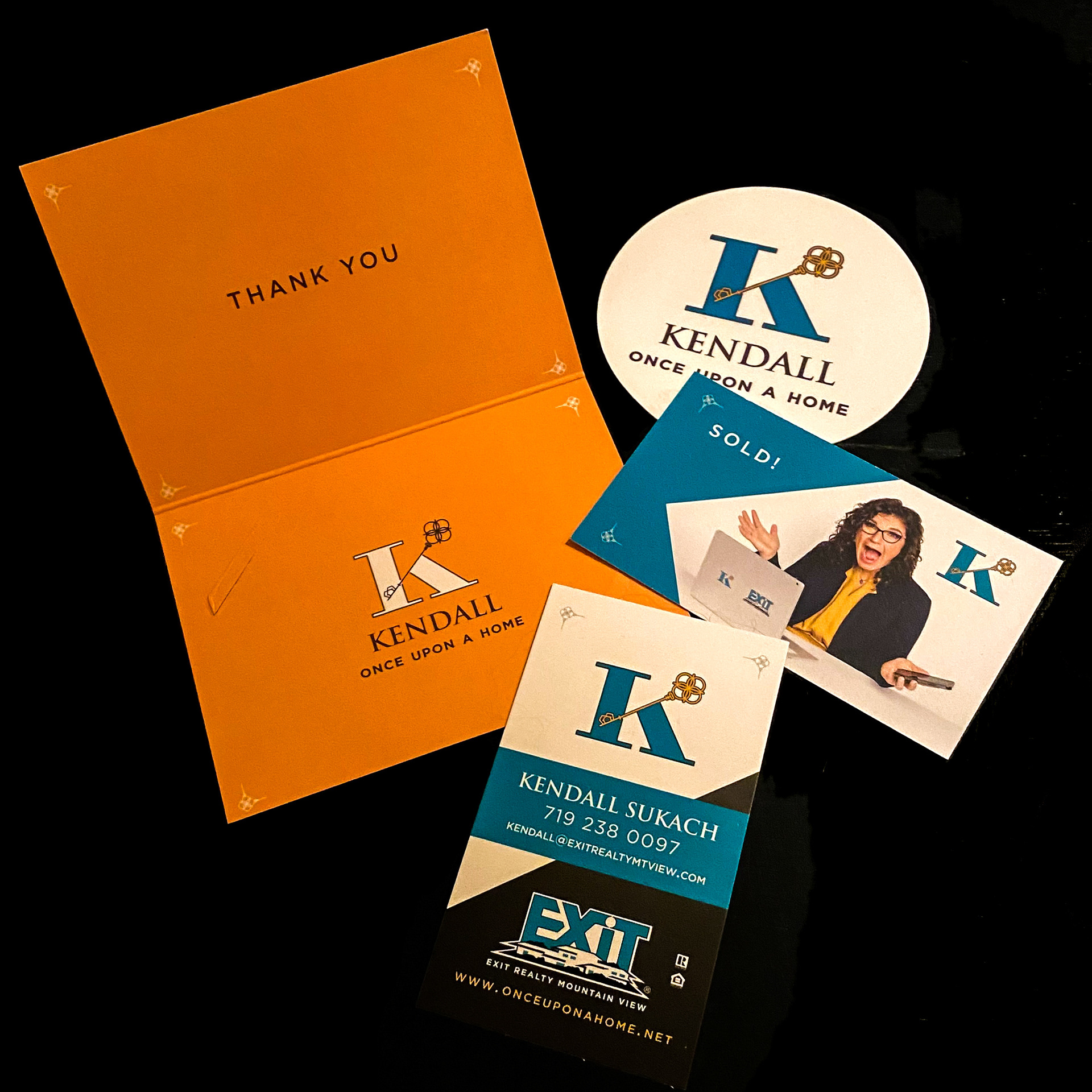 Thank you card, coasters, and business cards