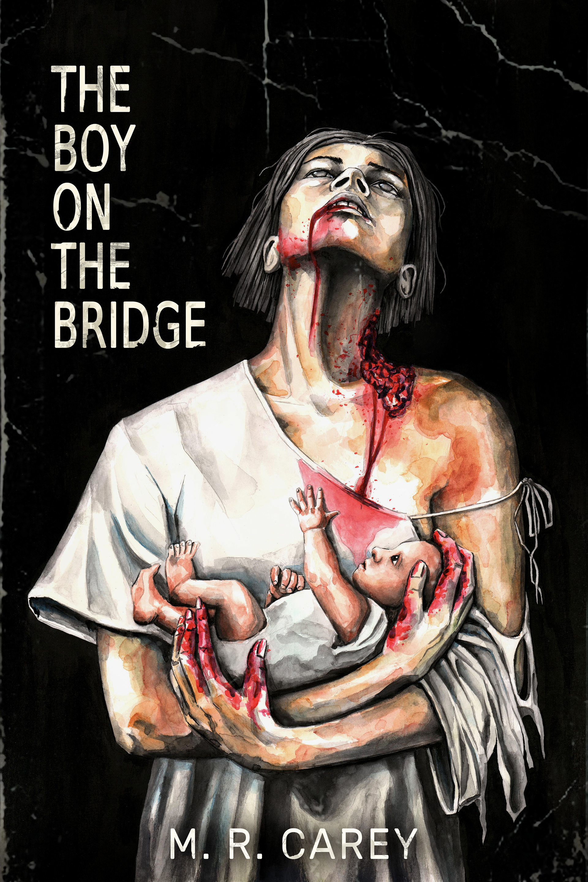 "Boy on the Bridge Book Cover" - Ink and Watercolor
