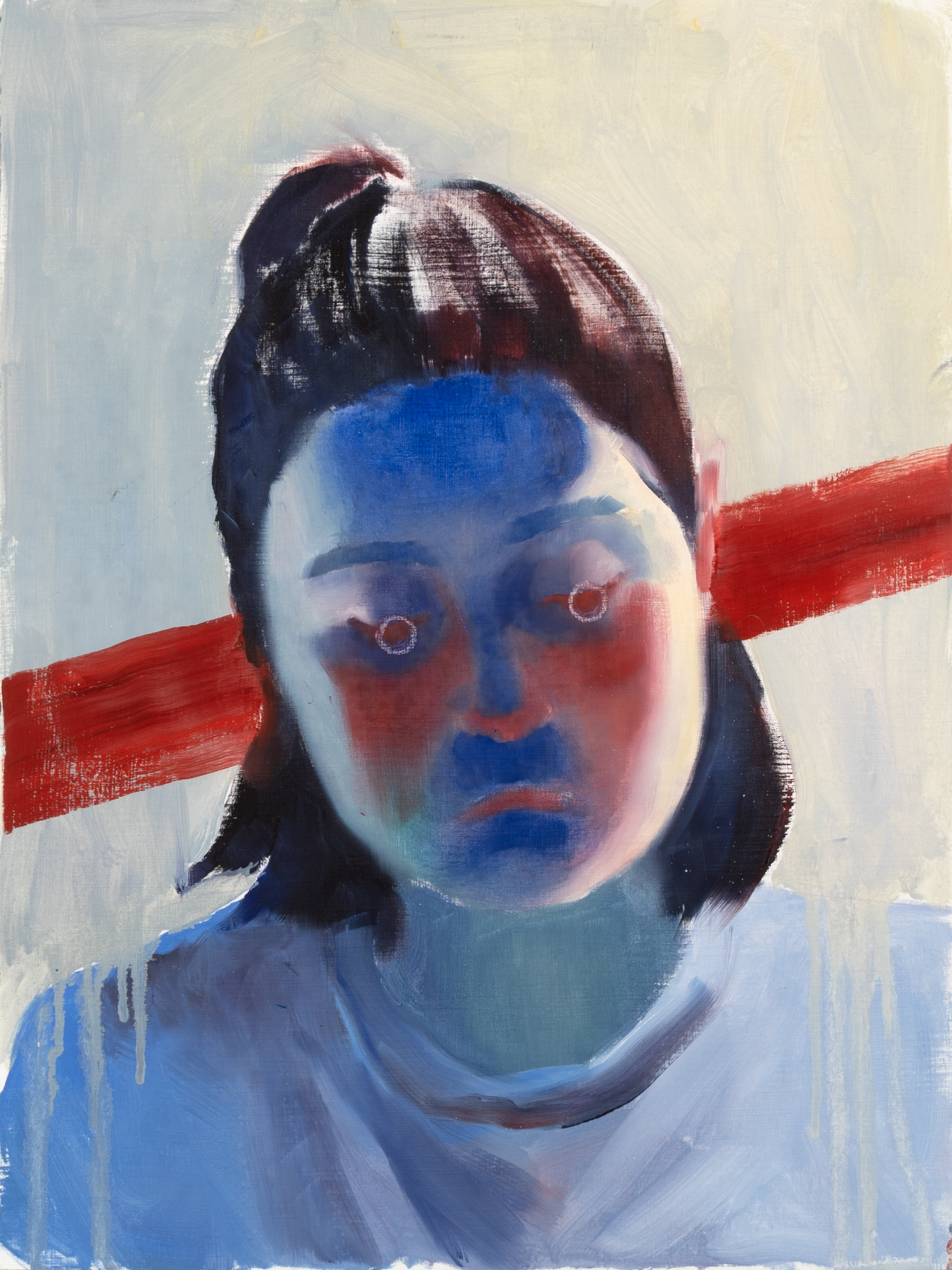 R. Line, 2019, Oil on paper, 48x36cm