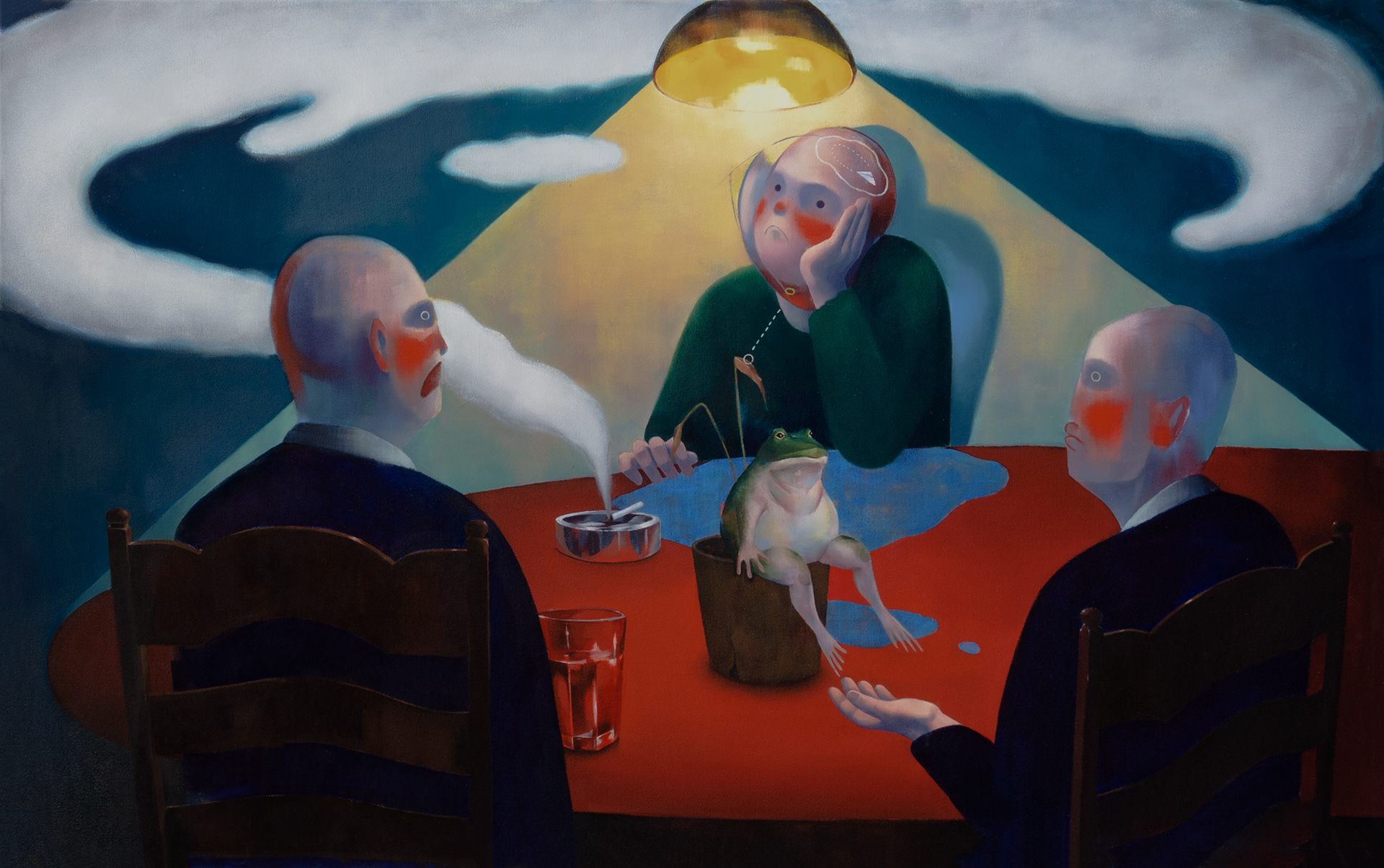 Three-way conversation, 2020, Oil on canvas, 100x160cm