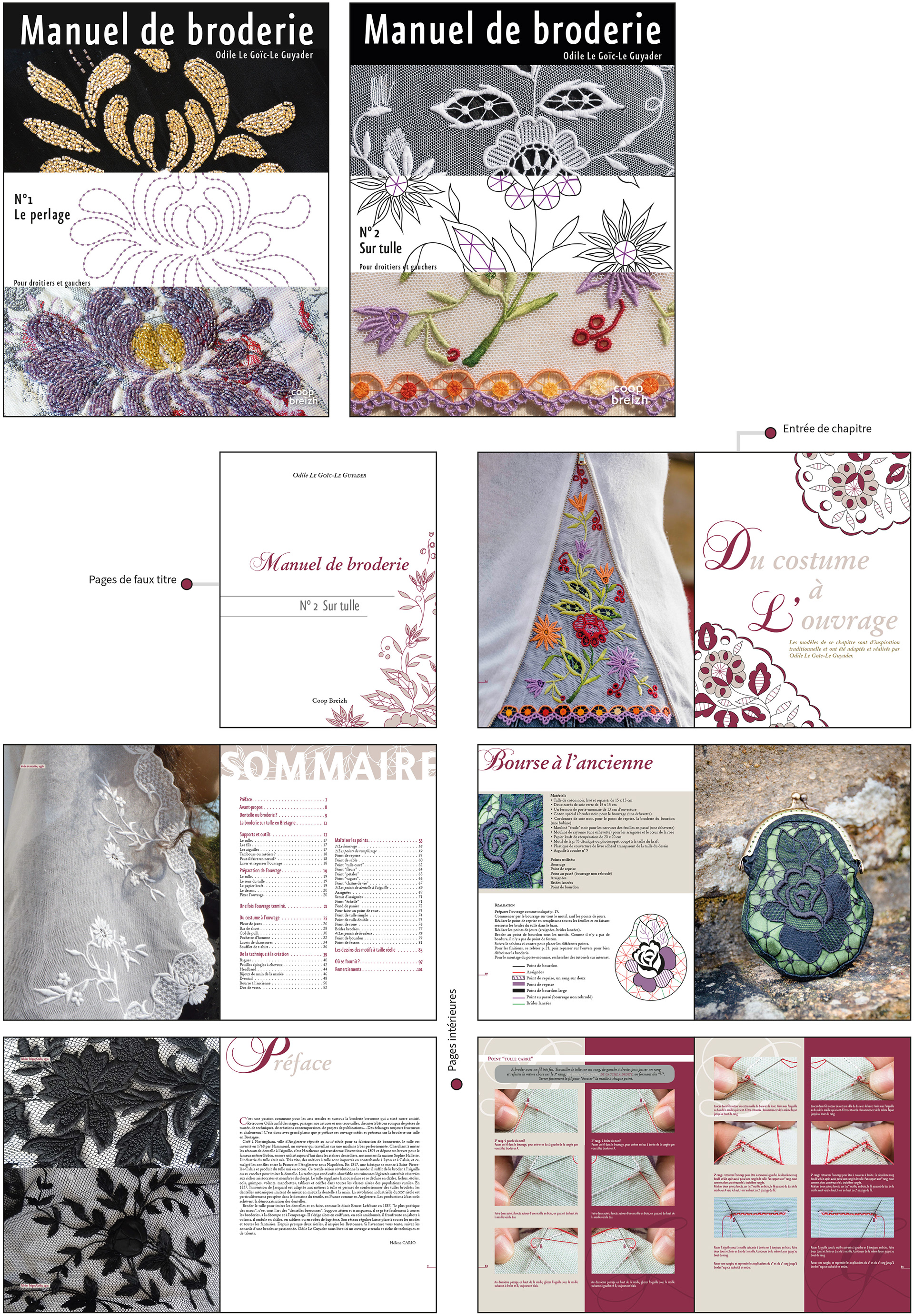 Manuel de broderie n° 1 & n° 2. Broché • 80 et 104 p. • 210 x 280 mm.