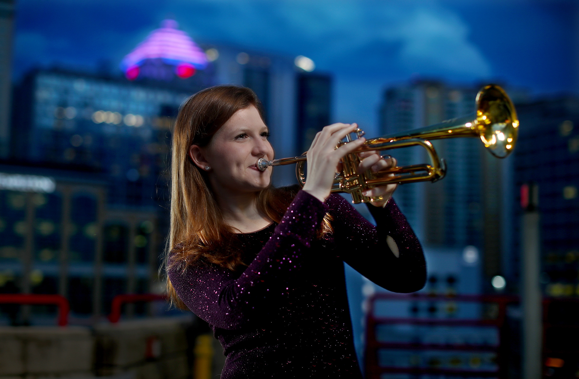 Up and coming jazz trumpeter Summer Carmargo when she was 17 and a student at Dillard High school in Fort Lauderdale, Fl. in 2018. Carmargo went on to graduate from Juilliard,  joined NBC's Saturday Night Live House Band, toured with the Jazz at Lincoln Center Orchestra and plays with her own band in NYC.
