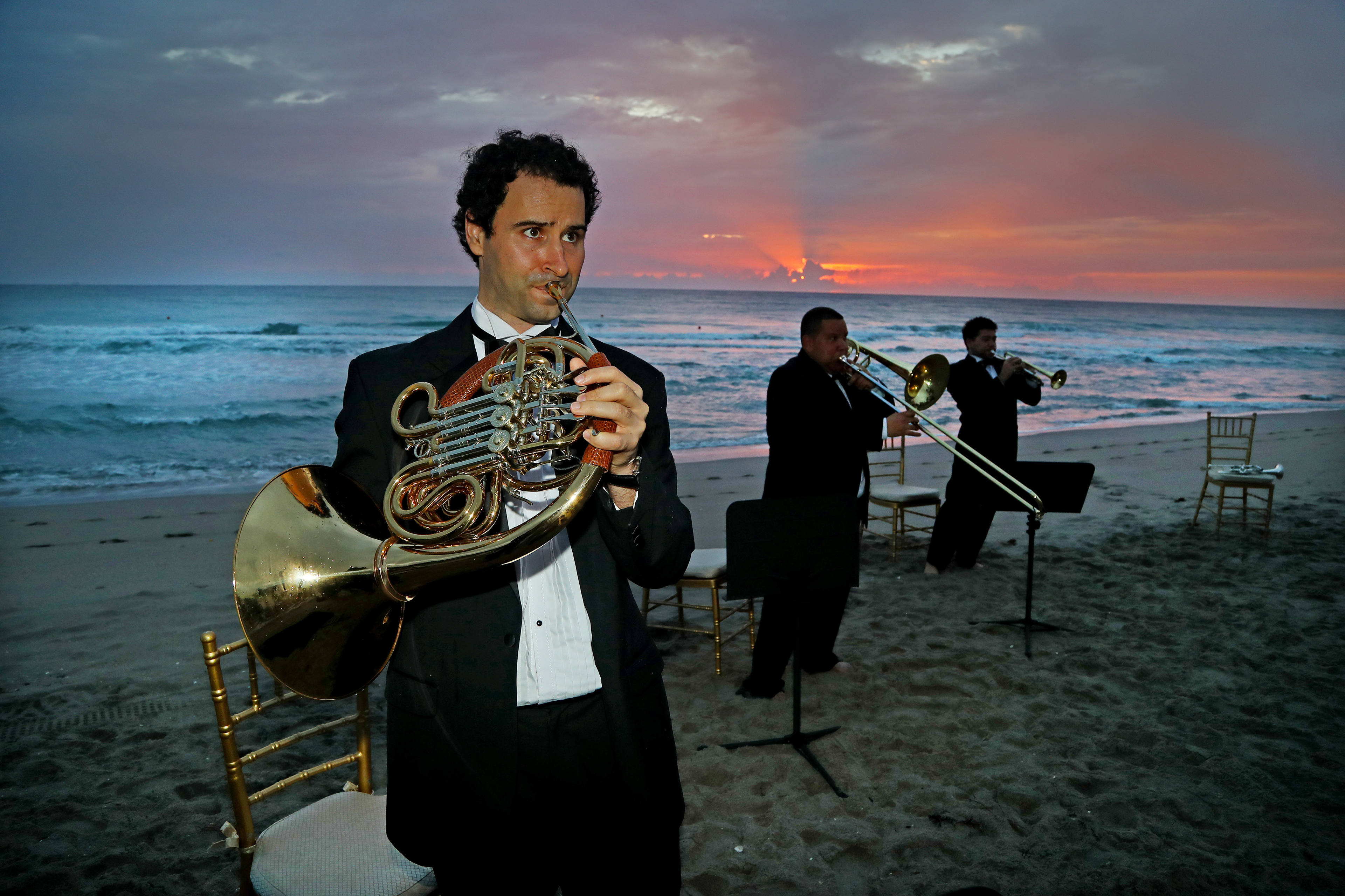 Members of the Palm Beach Symphony play holiday favorites at sunrise at the Breakers Resort in 2020.