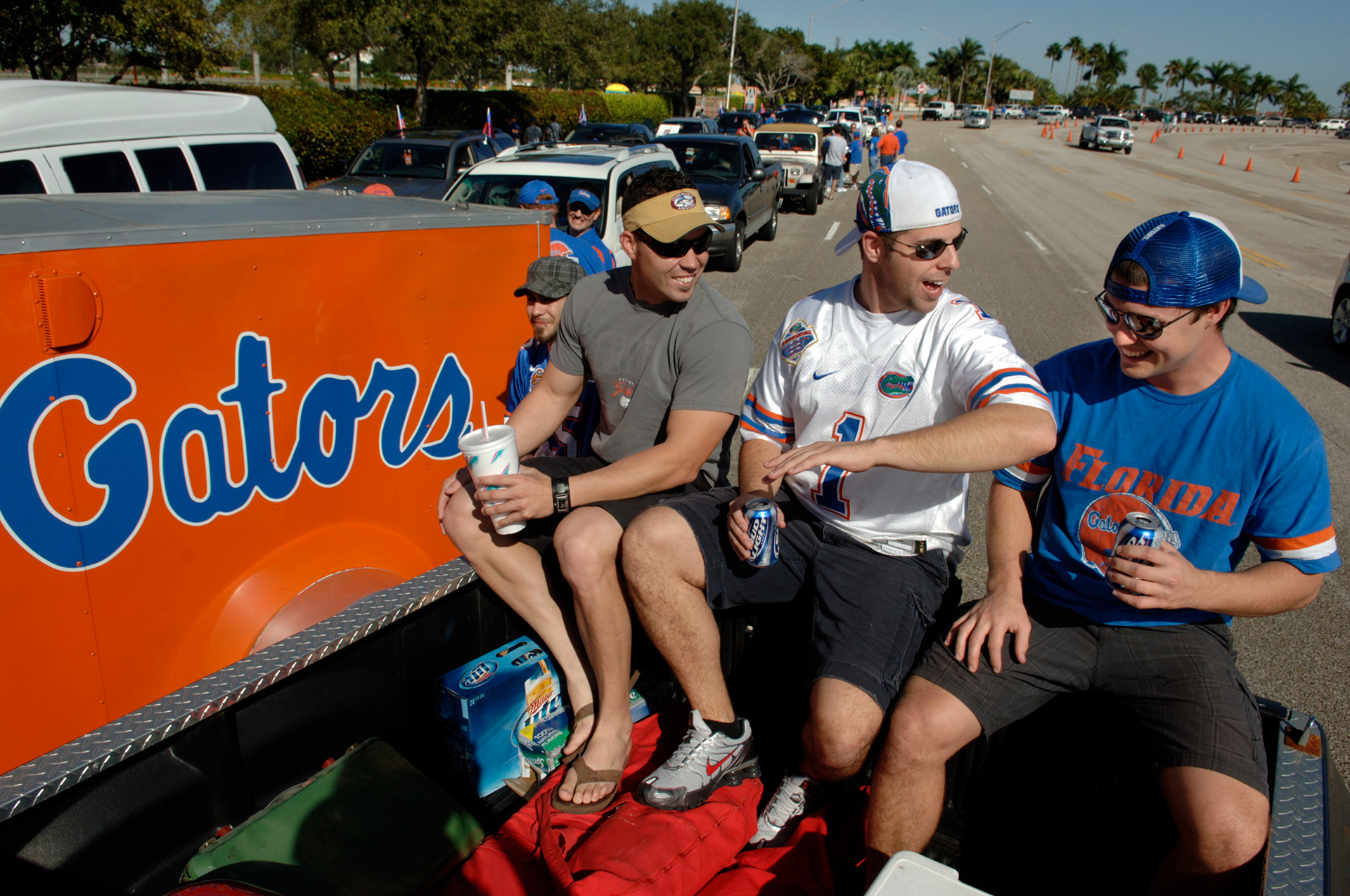 Florida Gator fans tailgate before the 2009 national Championship game against the Oklahoma Sooners held at the Dolphins Stadium in Miami. 