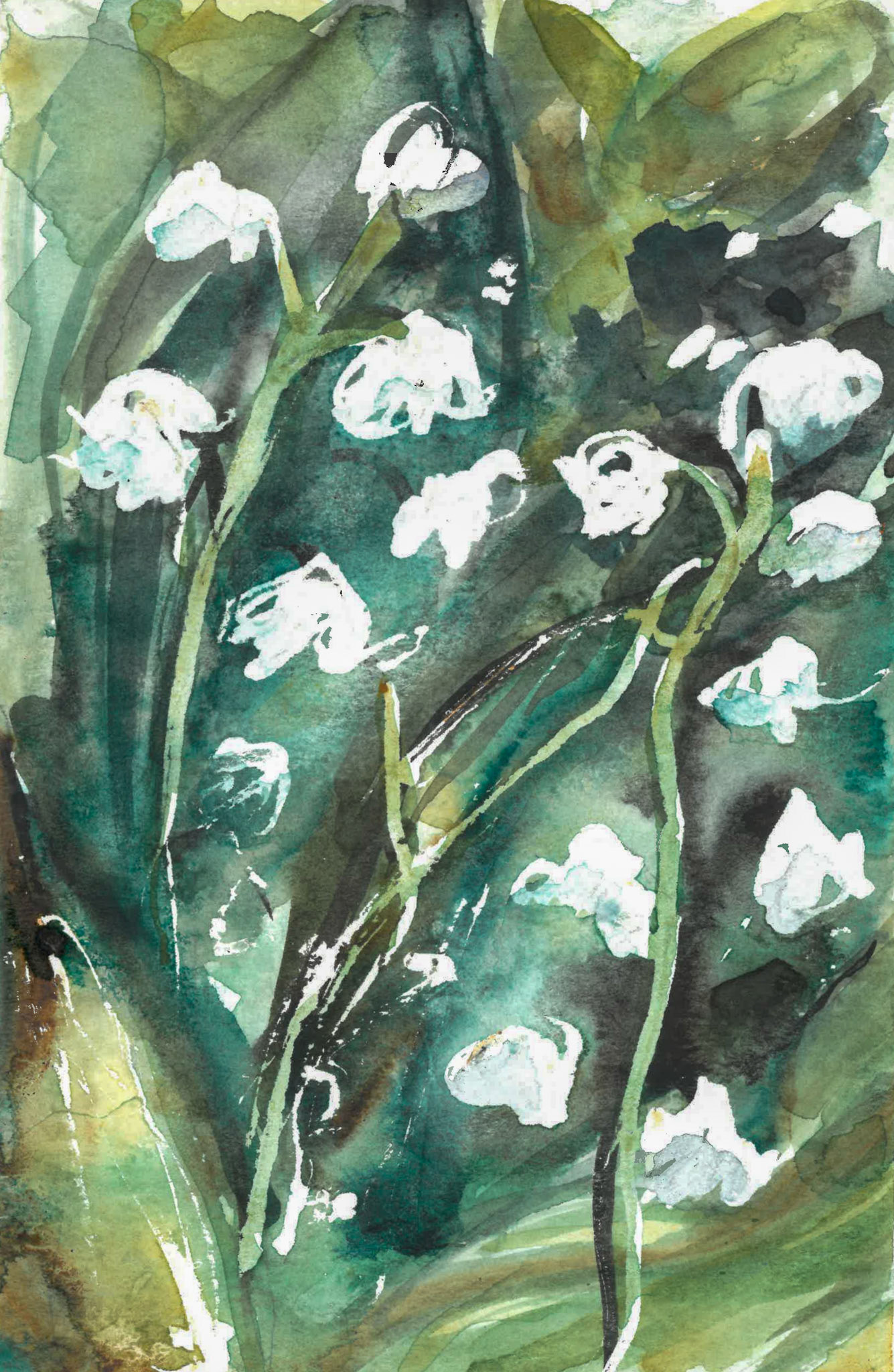 lilies of the valley watercolor painting