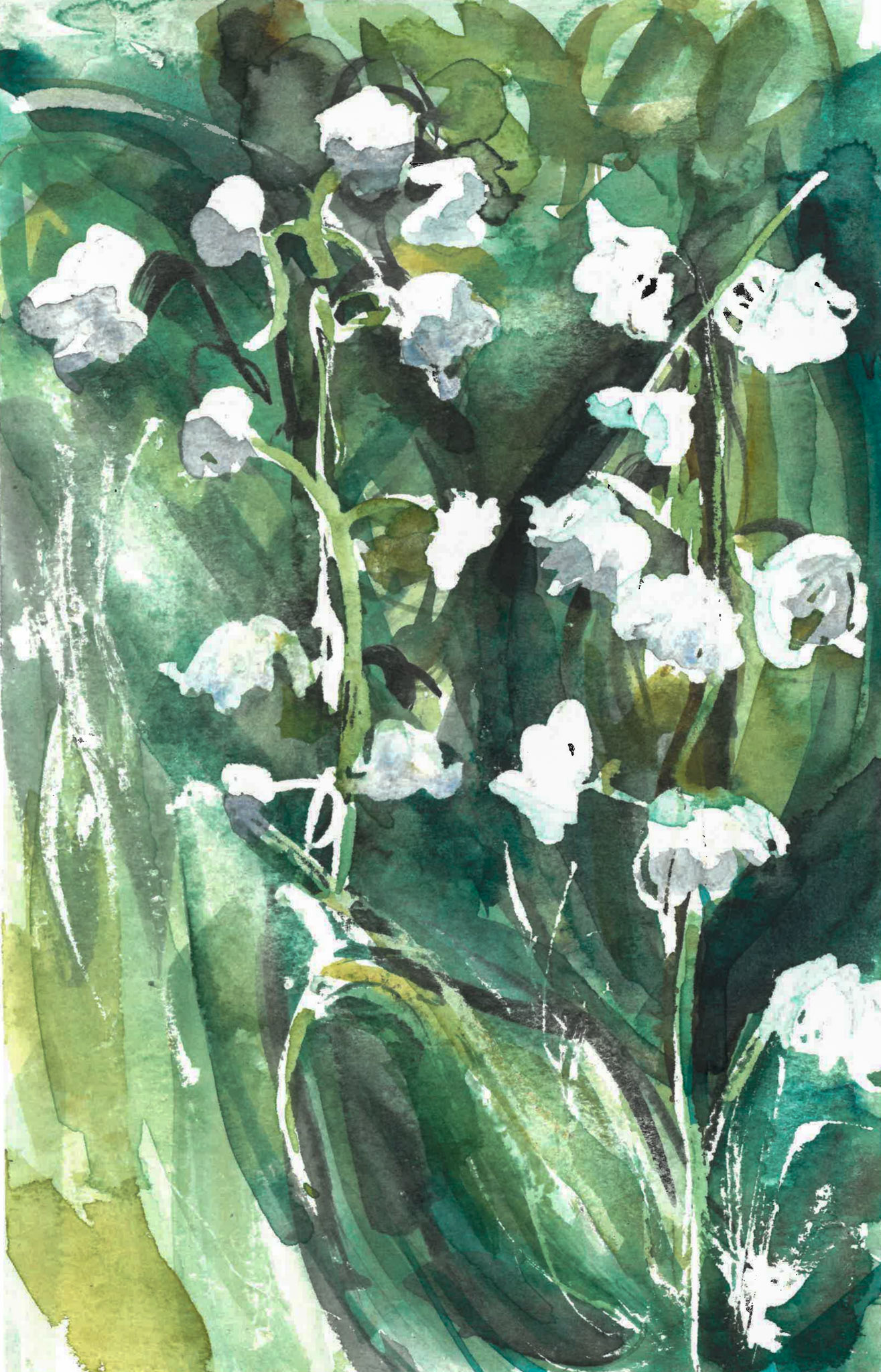 lilies of the valley watercolor painting
