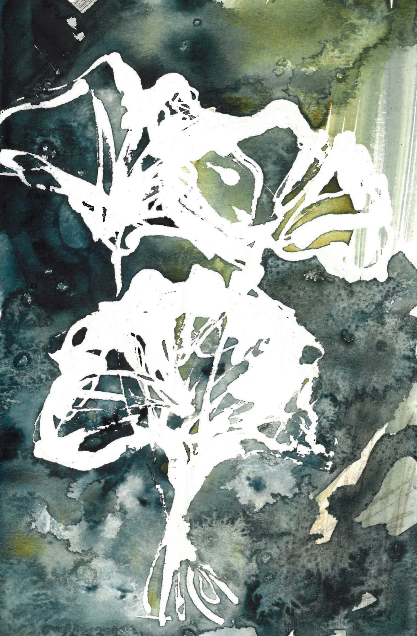 gingko i. abstract watercolor painting
