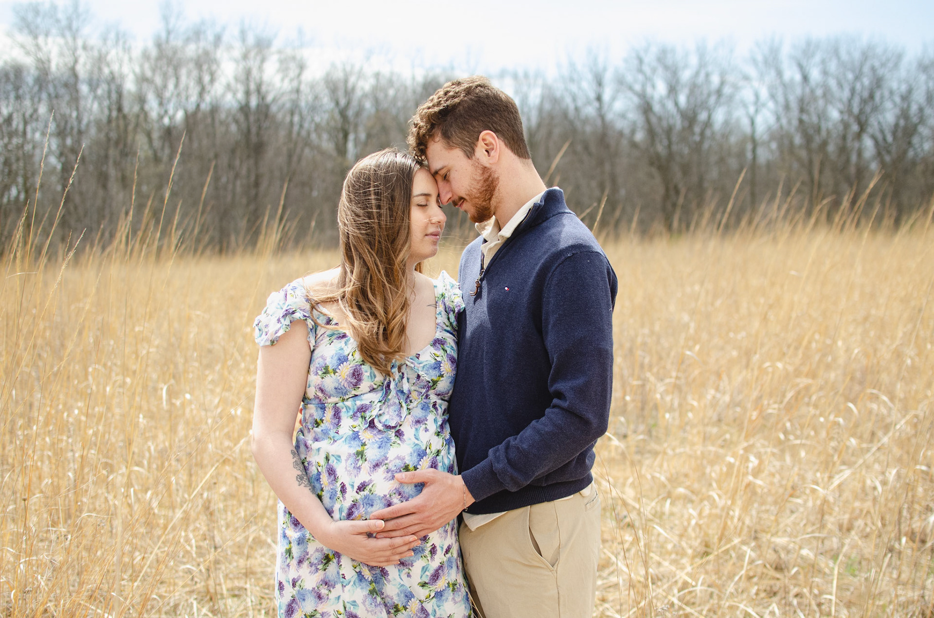 Grass Field Maternity Photography