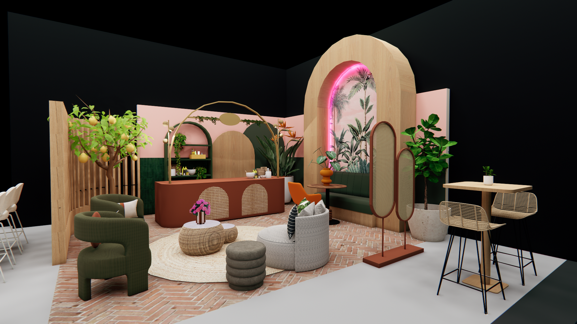 Spatial design for themed popup cafe