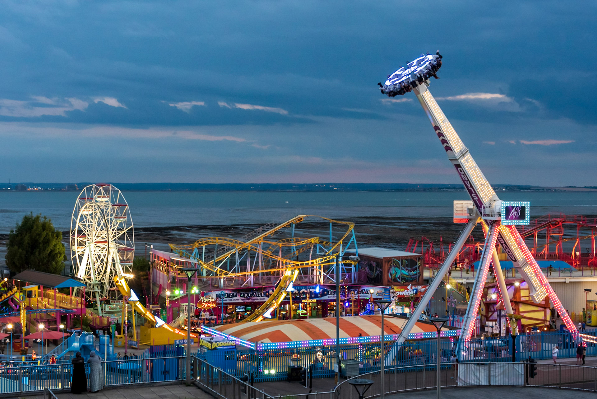 Adventure Island at twilight, Southend-on-Sea