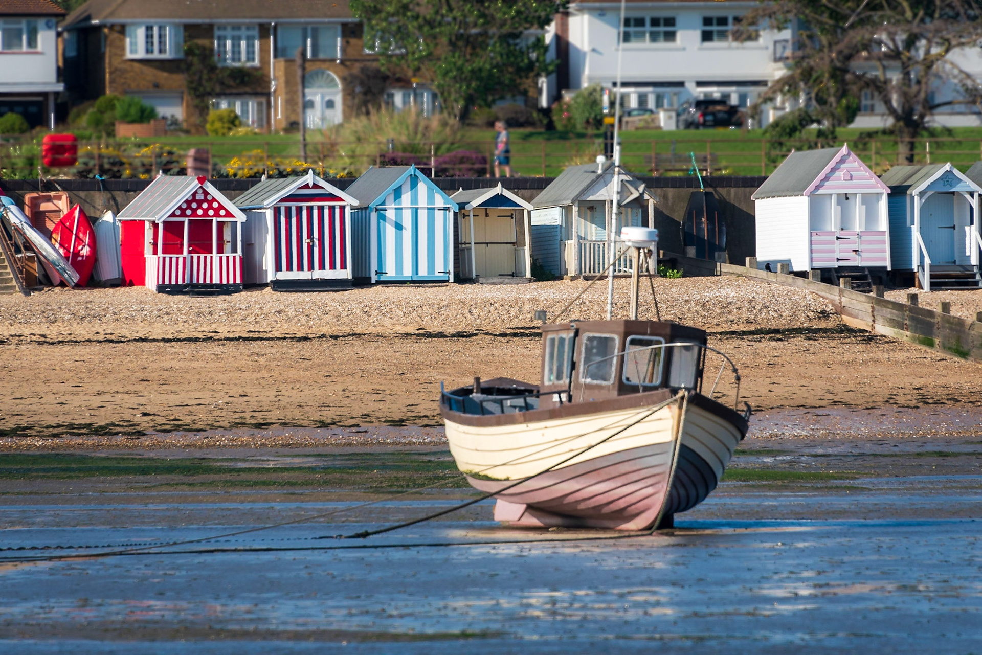 Beach Huts at low tide, Thorpe Bay
