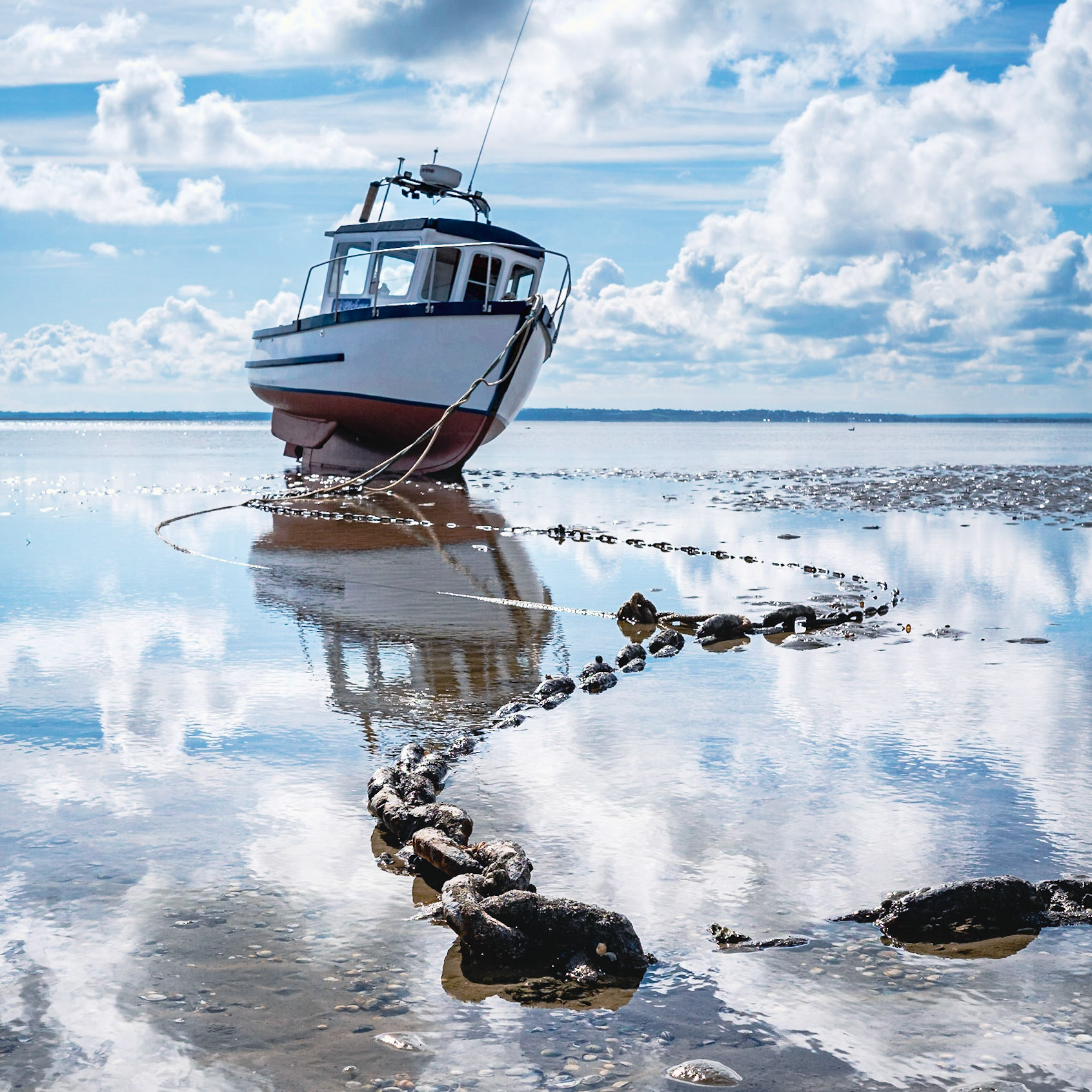 Fishing boat at flow tide, Thorpe Bay