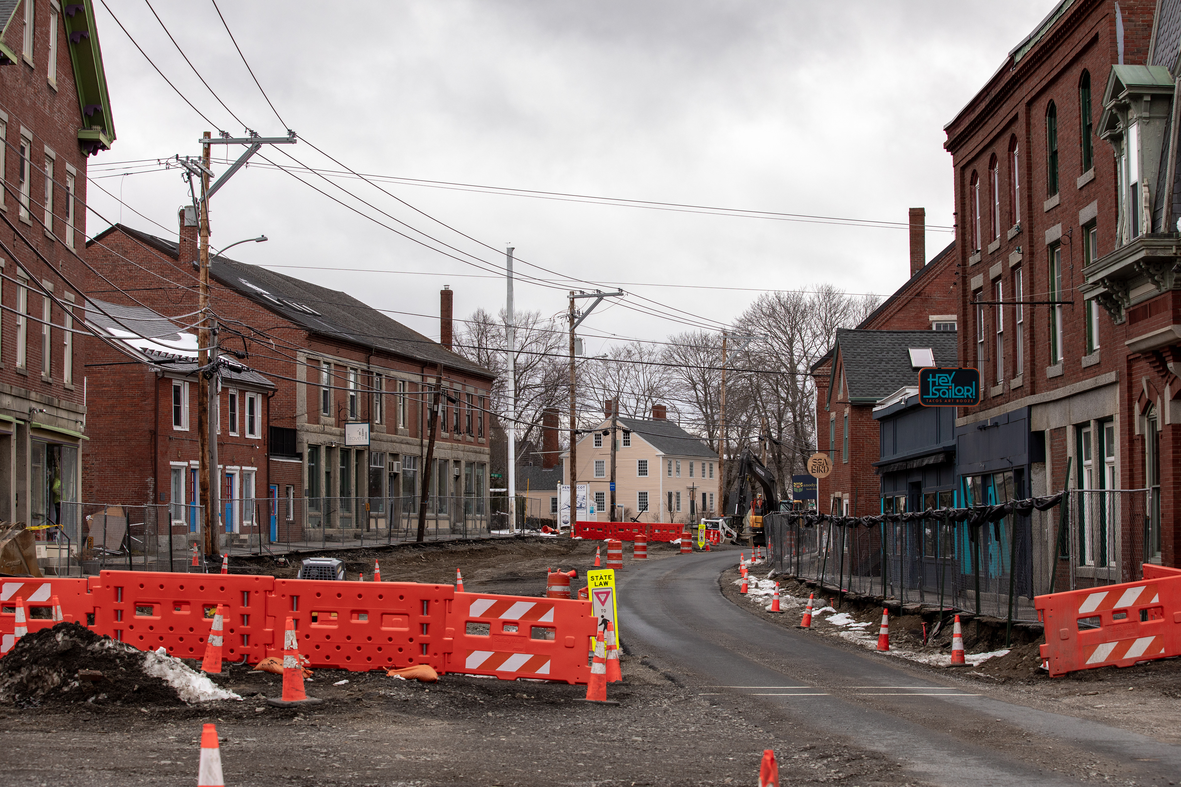 Downtown Searsport under intense construction.