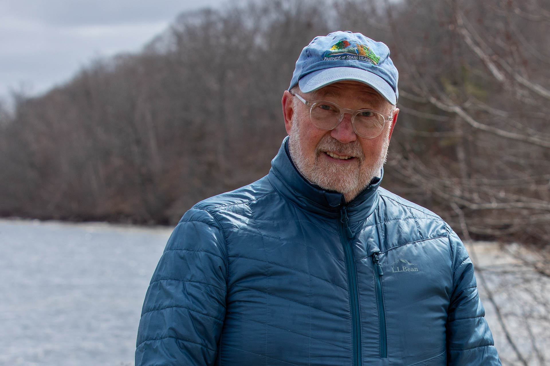 Rolf Olsen, 74, poses for a portrait on Sears Island in early April. Olsen is the Vice President of Friends of Sears Island, an organization leading the charge in protecting the island from a state proposal to build a offshore wind development port on the island.