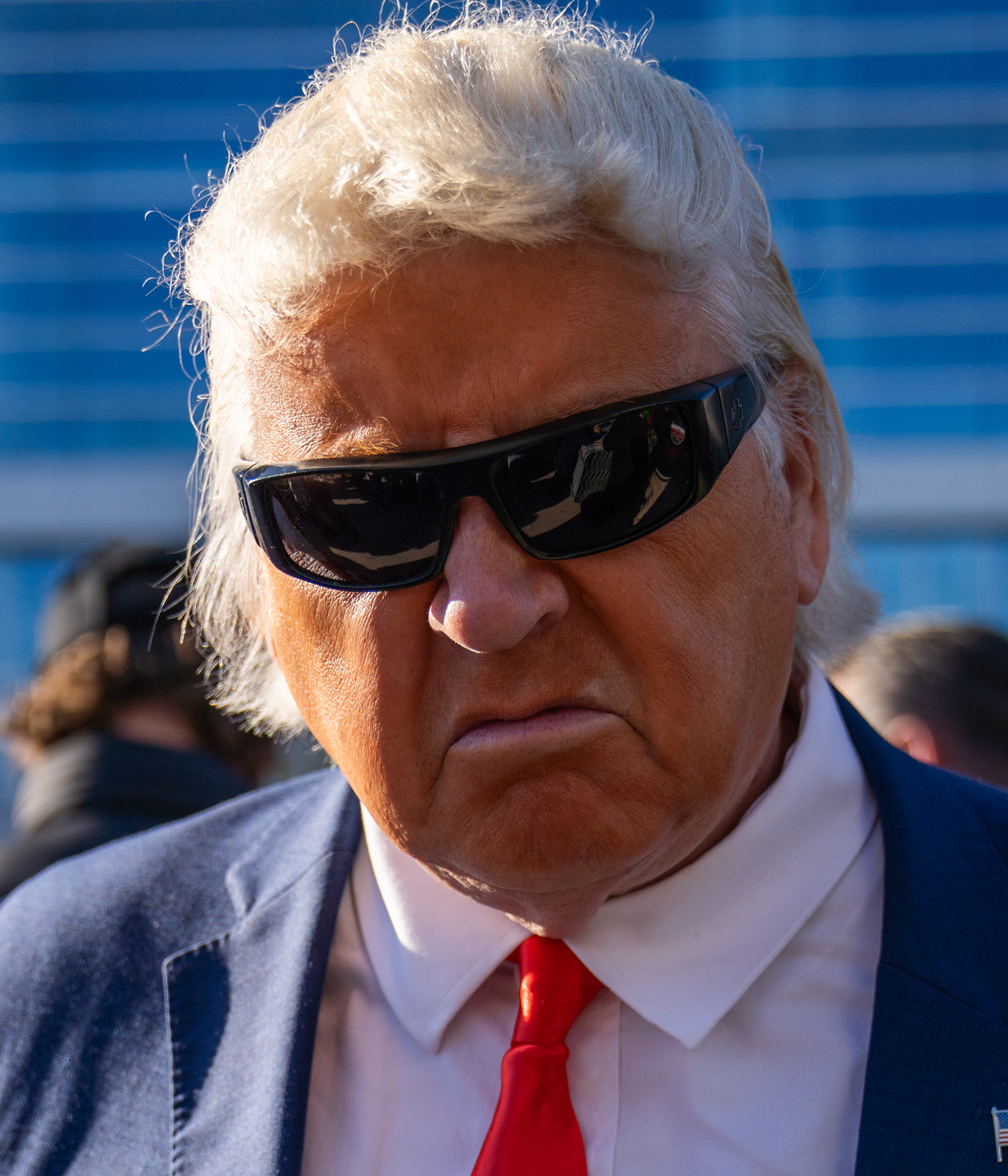 A Donald Trump supporter dressed as the former President at a Trump rally in Wisconsin on Nov. 1, 2024. 