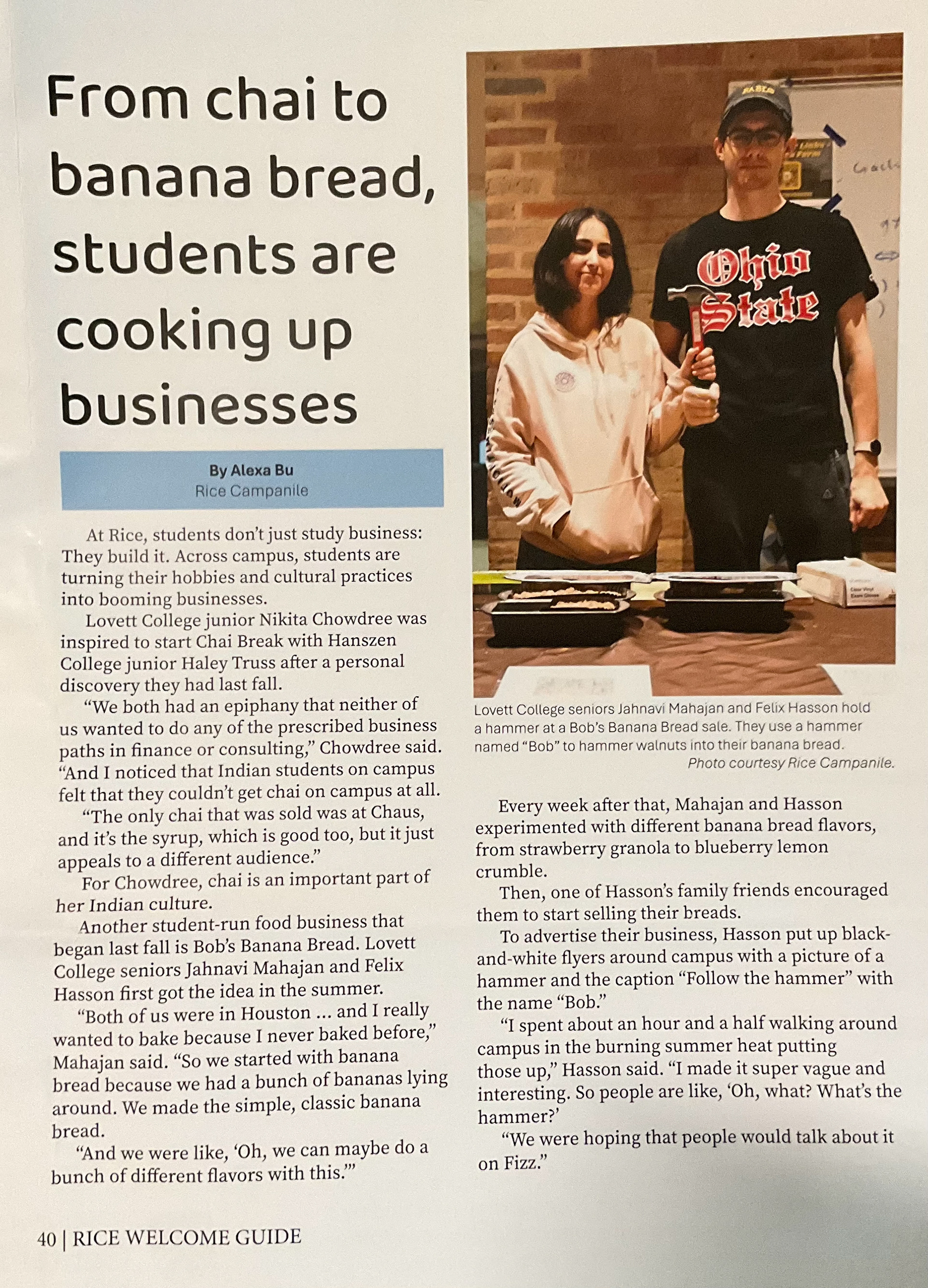 Our feature in the student welcome guide