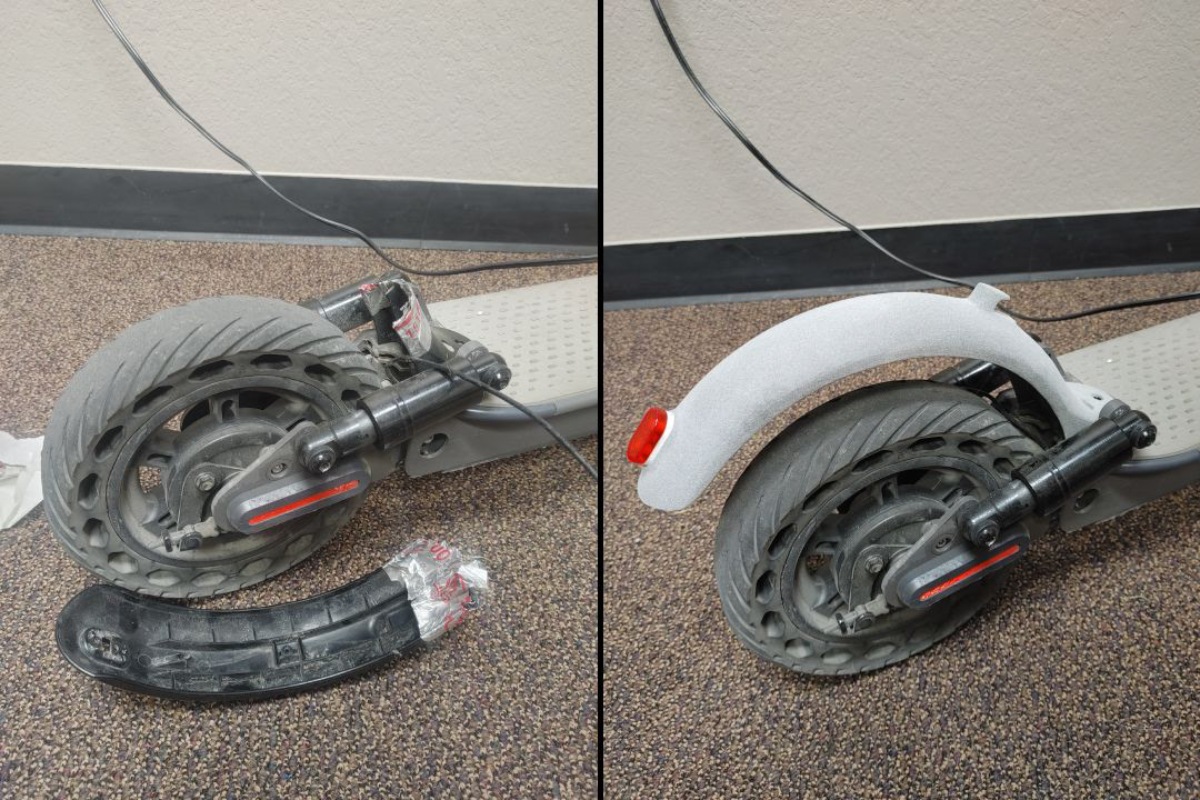Scooter guard before and after fix