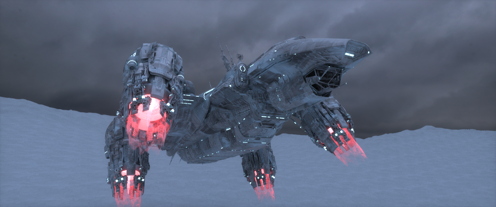 I opted for red thrusters to give a "enemy feeling"