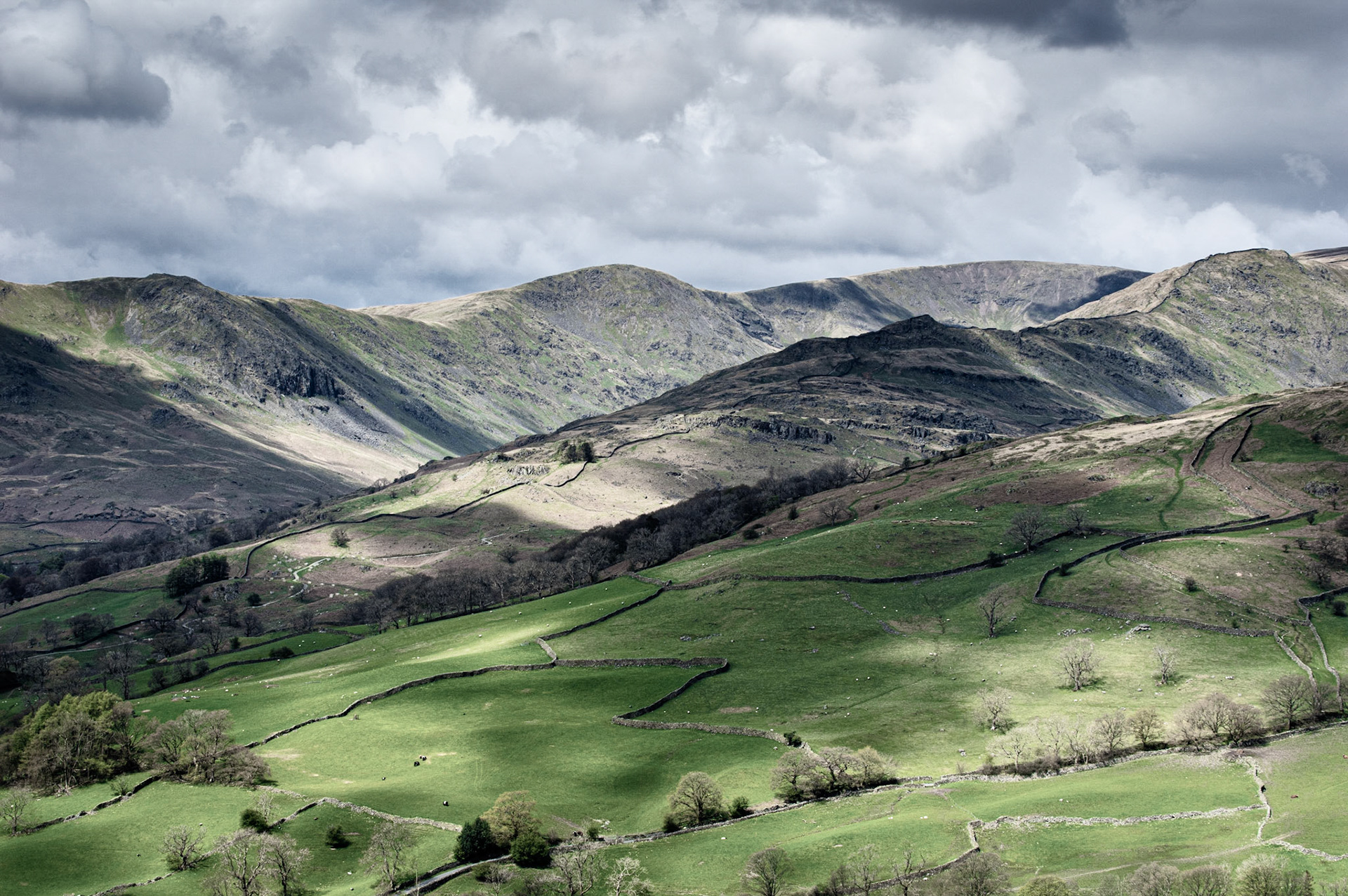 View of the hills above Ambleside from Wansfell Pike