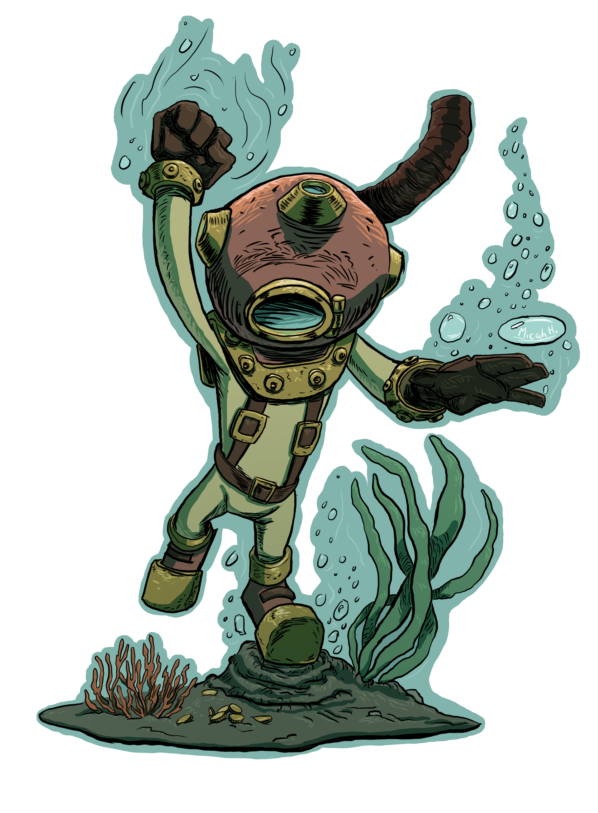 Deep Sea Diver Illustration