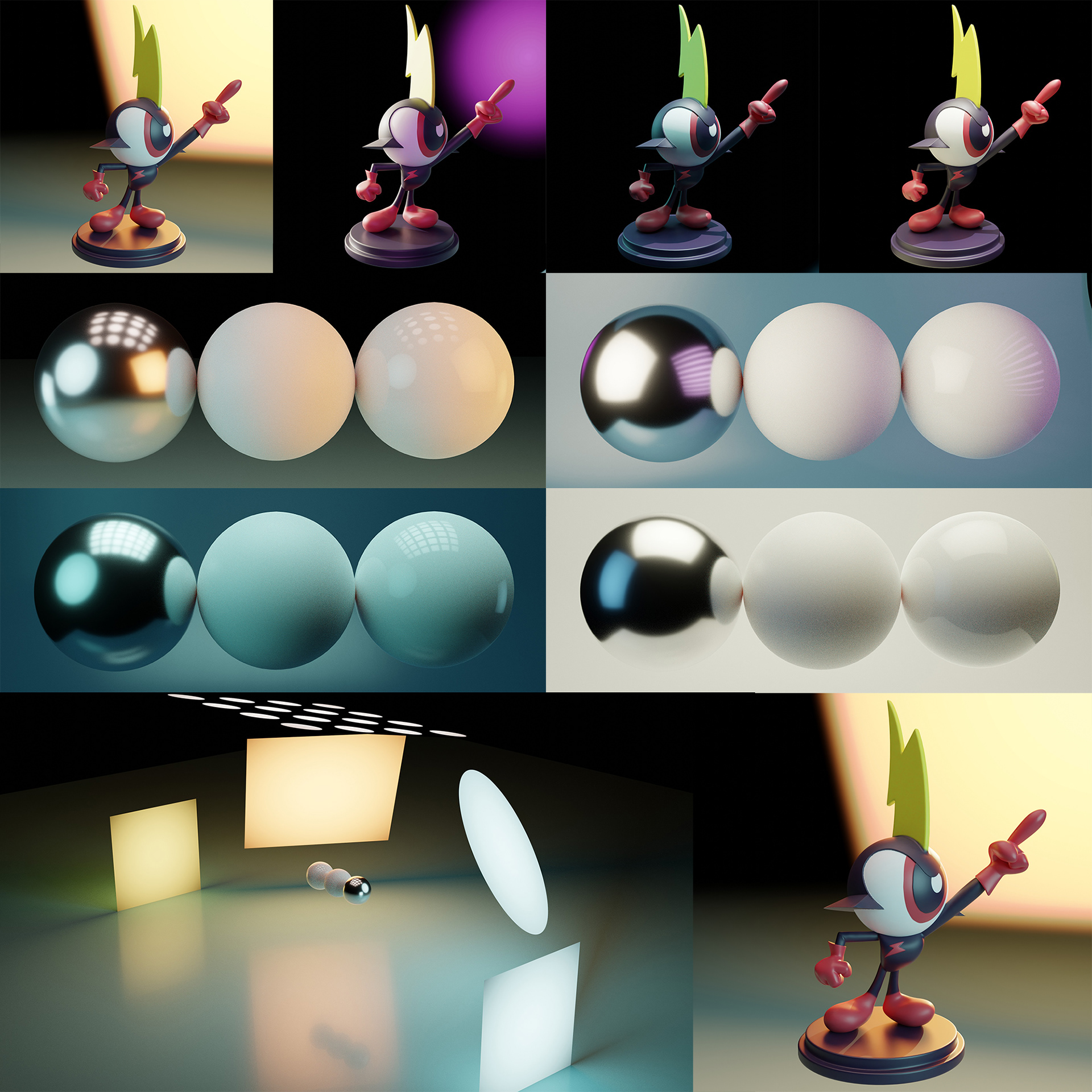 HDRI Lighting Setups I designed from a custom studio I created in Blender