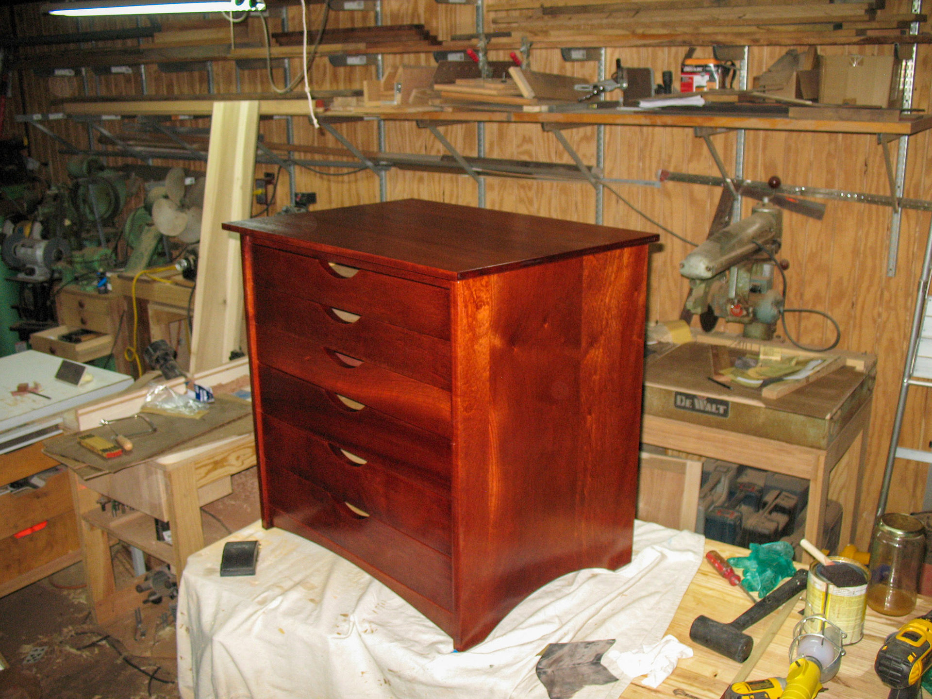 Six-drawer chest with two coats of shellac