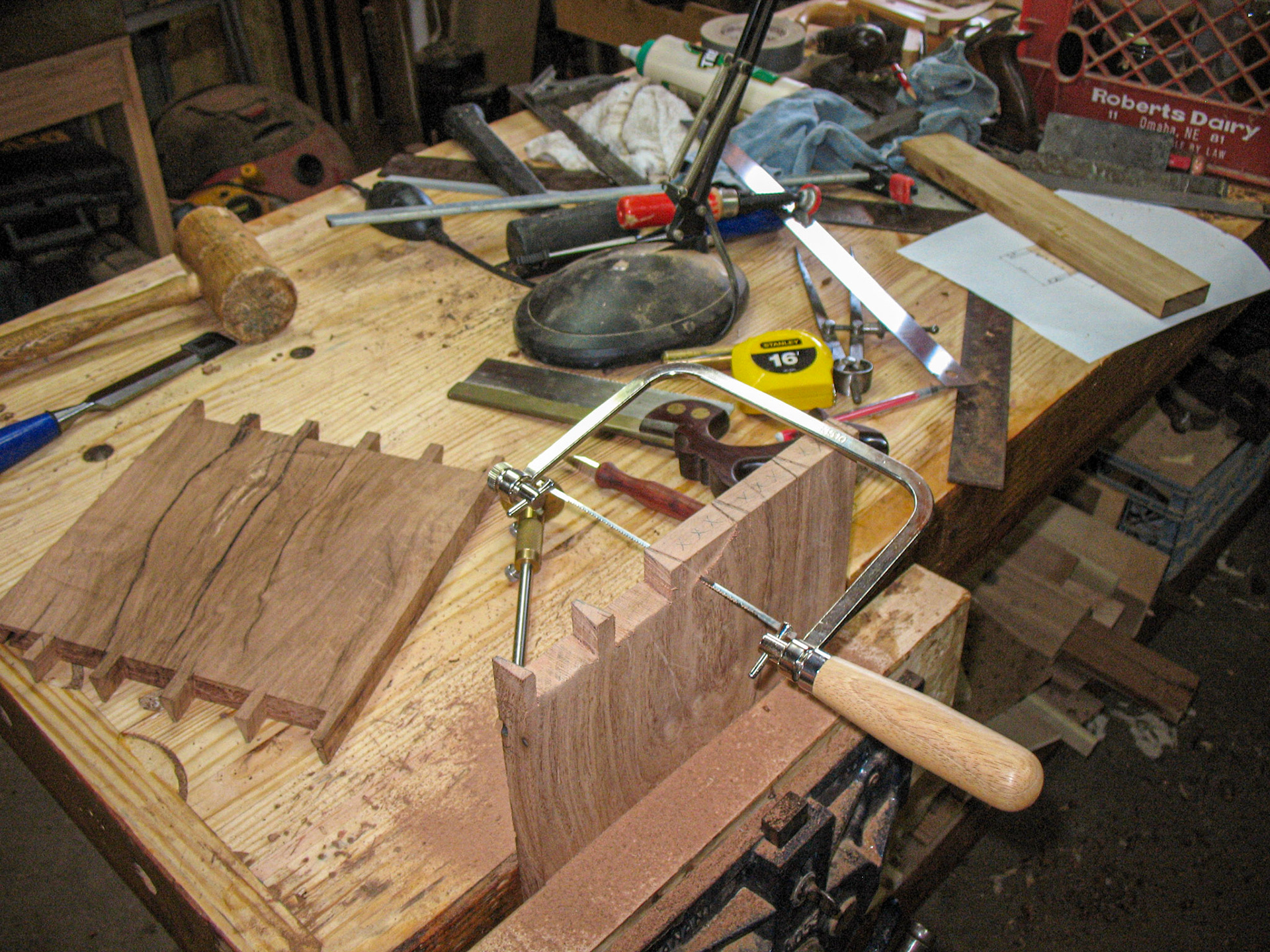 Cutting out the waste in between the pins