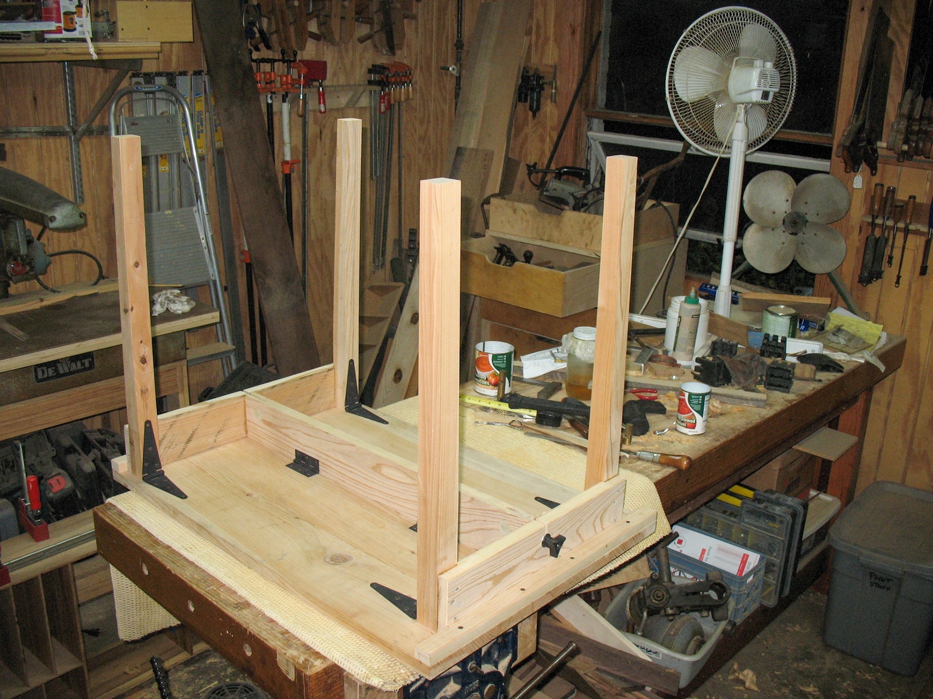 Updside down, ready to be folded up