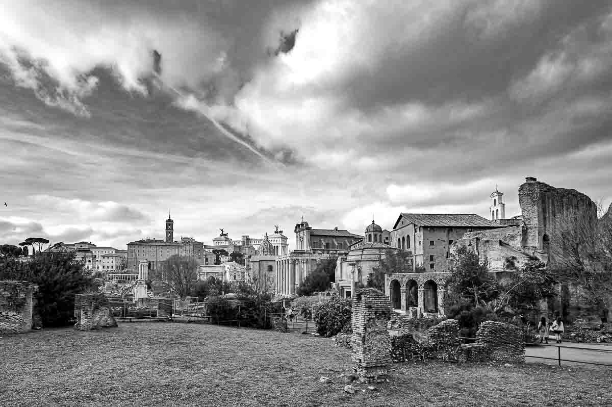 Northwest View of Roman Forum Skyline - Rome, Italy