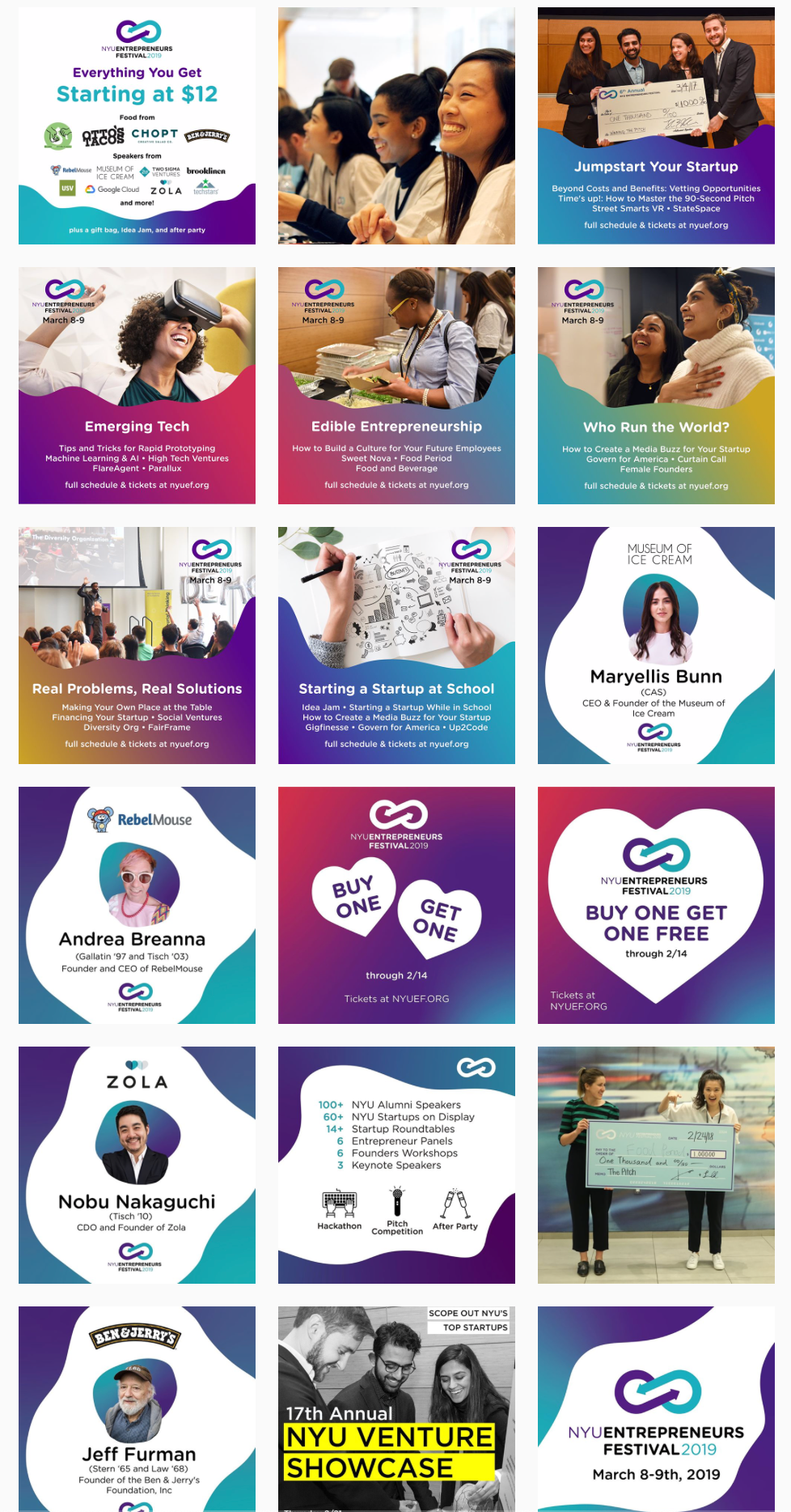 NYUEF Brand Design – oversaw team of 5 graphic and web designers as Creative Director