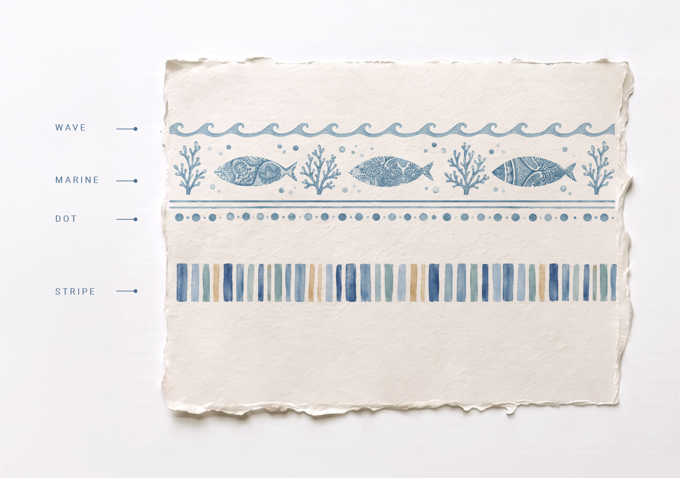 hand-painted blue watercolor decorative border