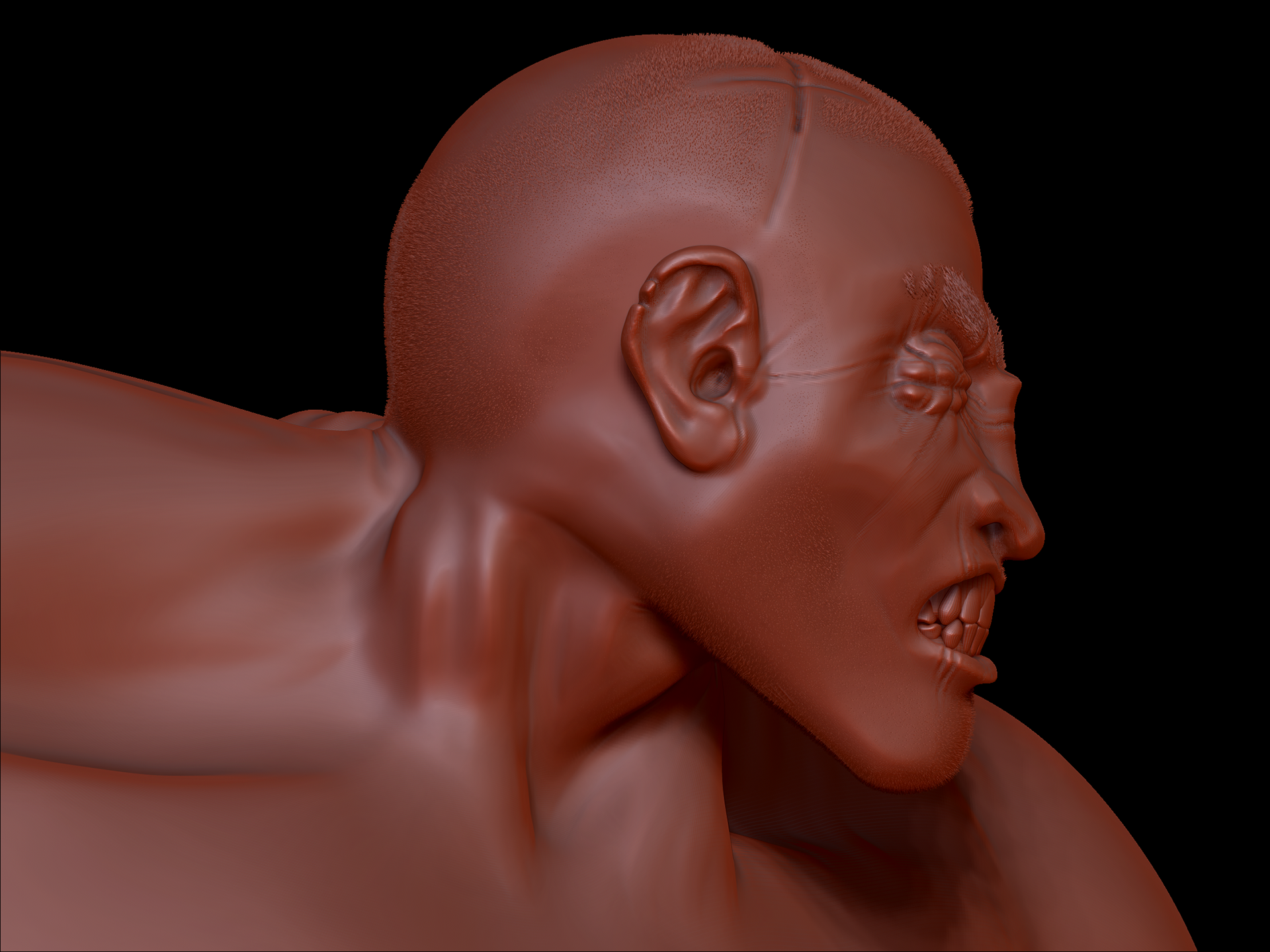 Head and basemesh connected via dynamesh