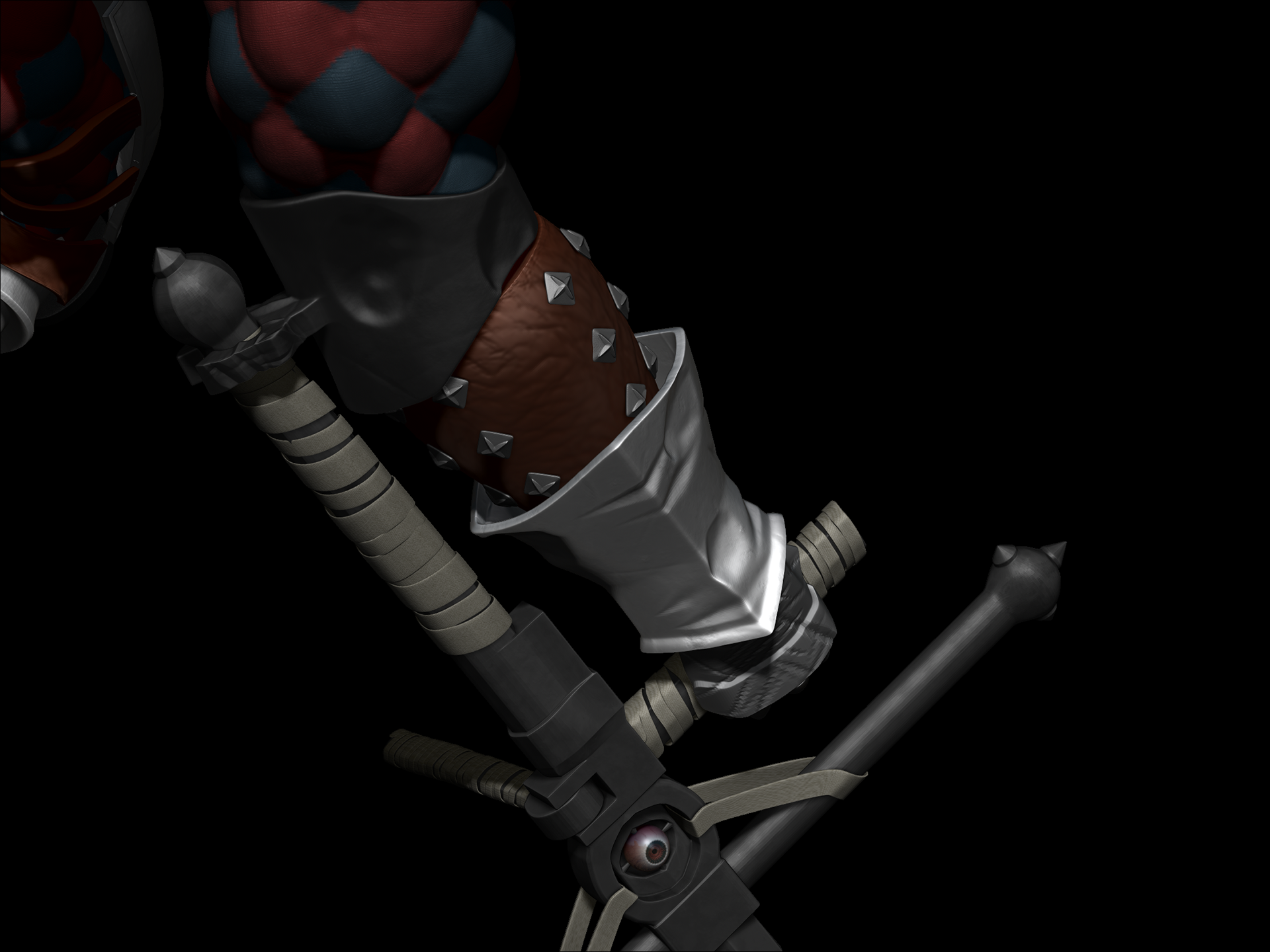 Sword connected to arm for thrust attacks