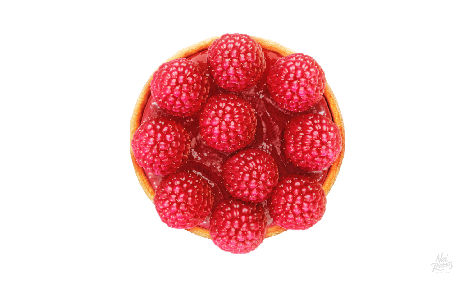 a photorealistic illustration of a cranberry tart up view
