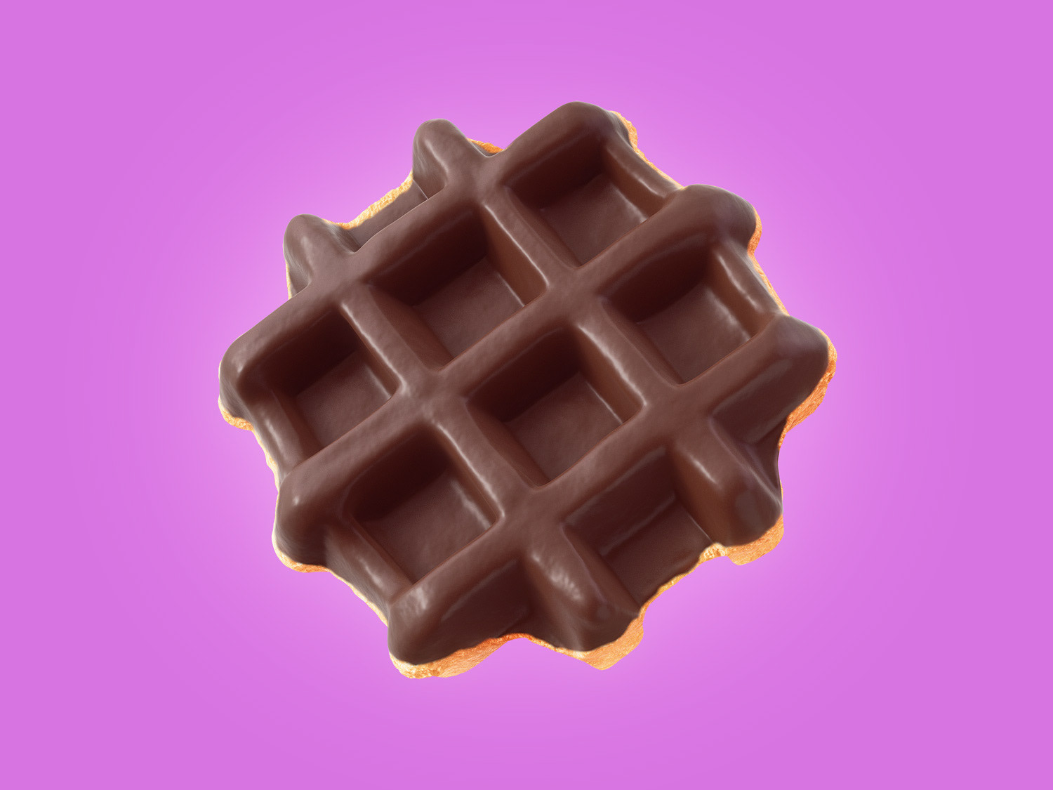 3d cgi waffles covered by chocolate for the brand belgian boys