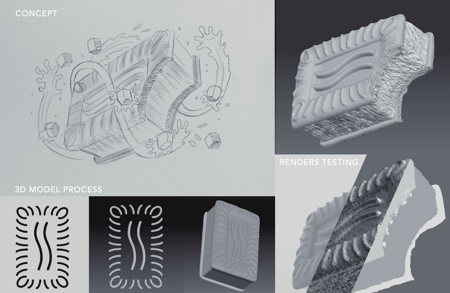 work-in-progress concept of ice cream bar cookie 3d render