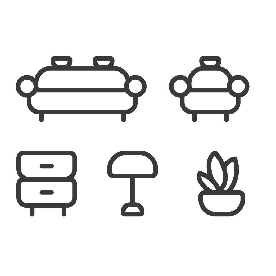 Line art. Furniture website Icon Set