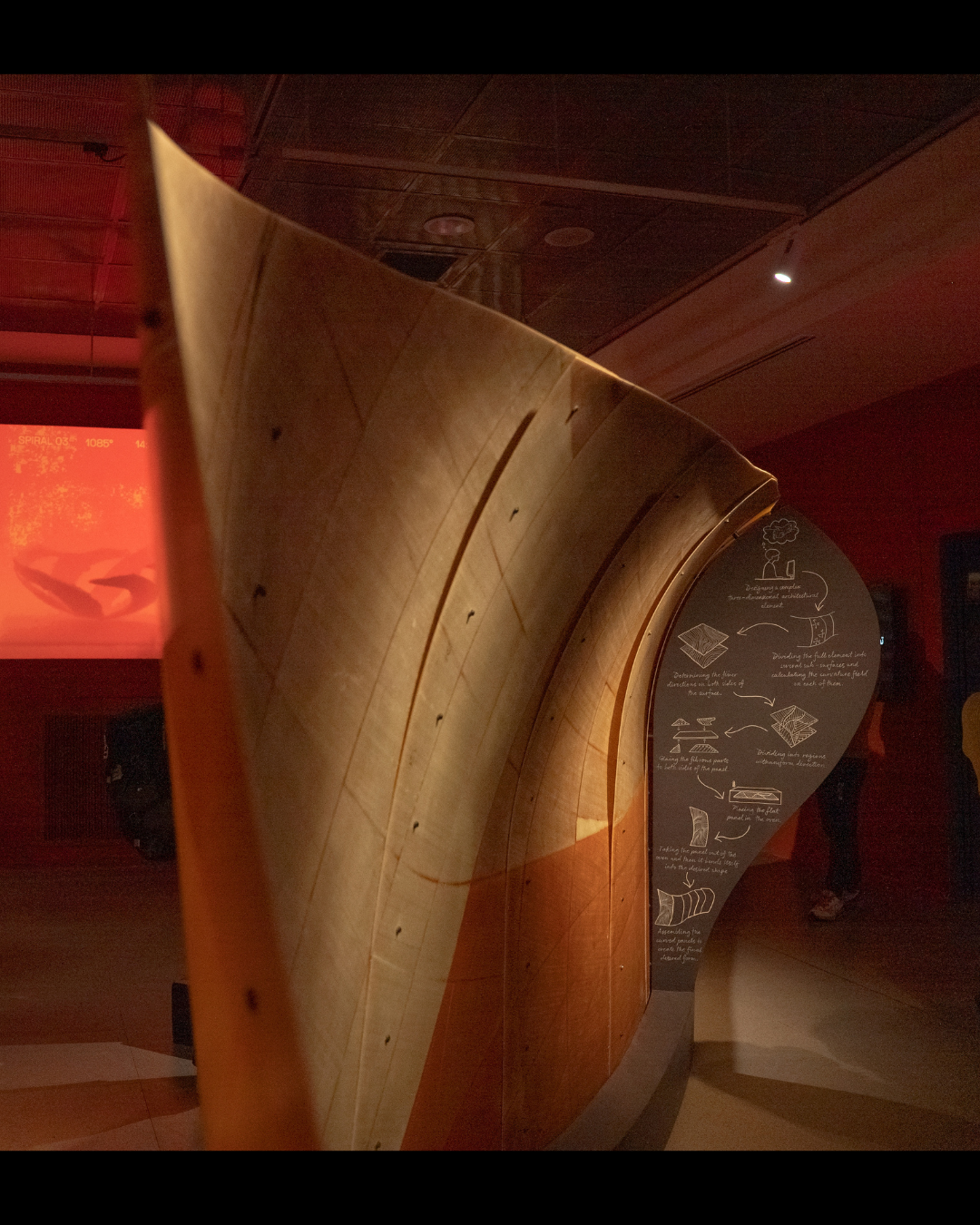 Creating a Complex Architectural Form , Acrylic, 170 × 72 cm Photo by: Noa Shekel, "The Swirl" Exhibit by Arielle Blonder