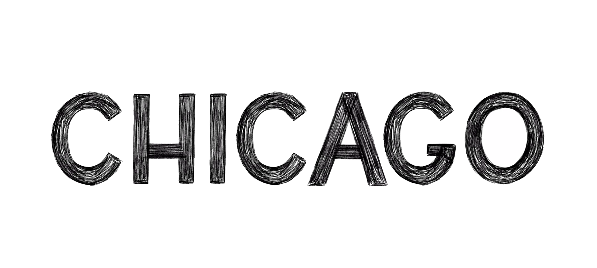 Chicago. Lettering phrase isolated on white background.