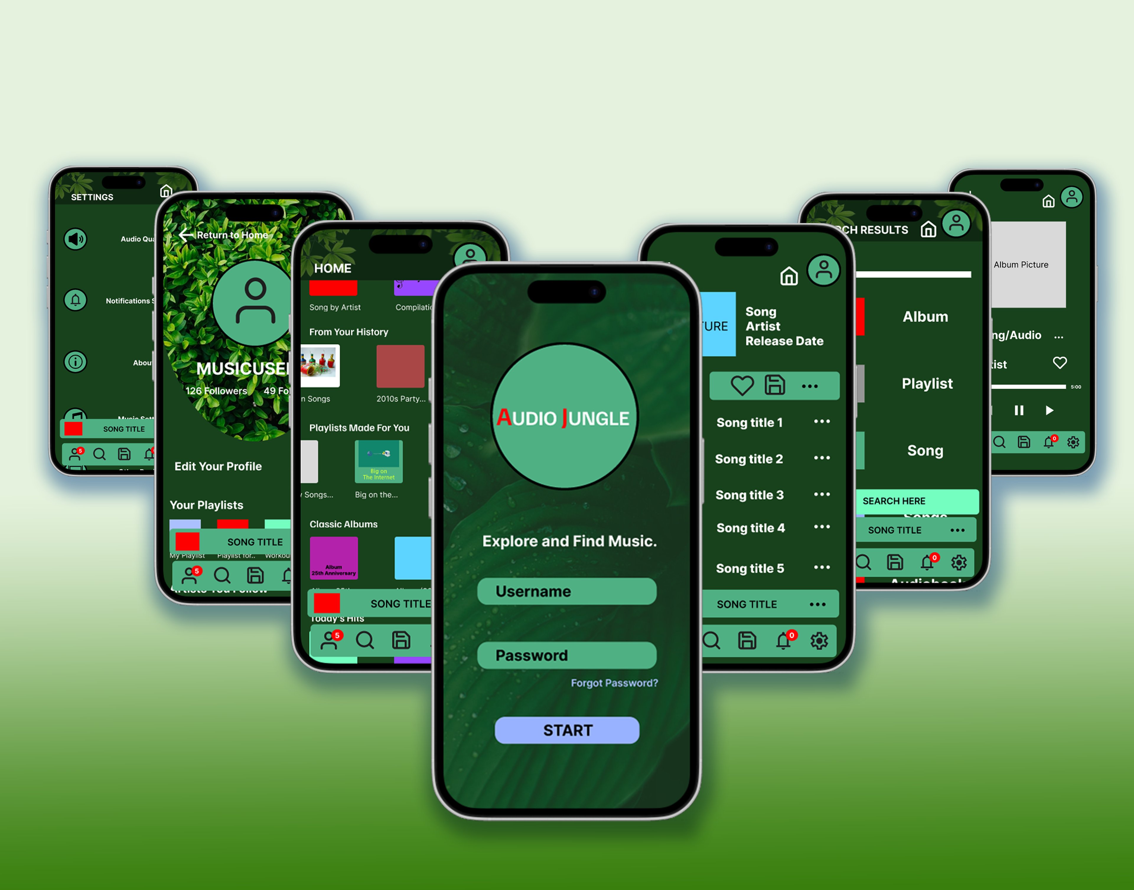 "AudioJungle" UI Design Spread